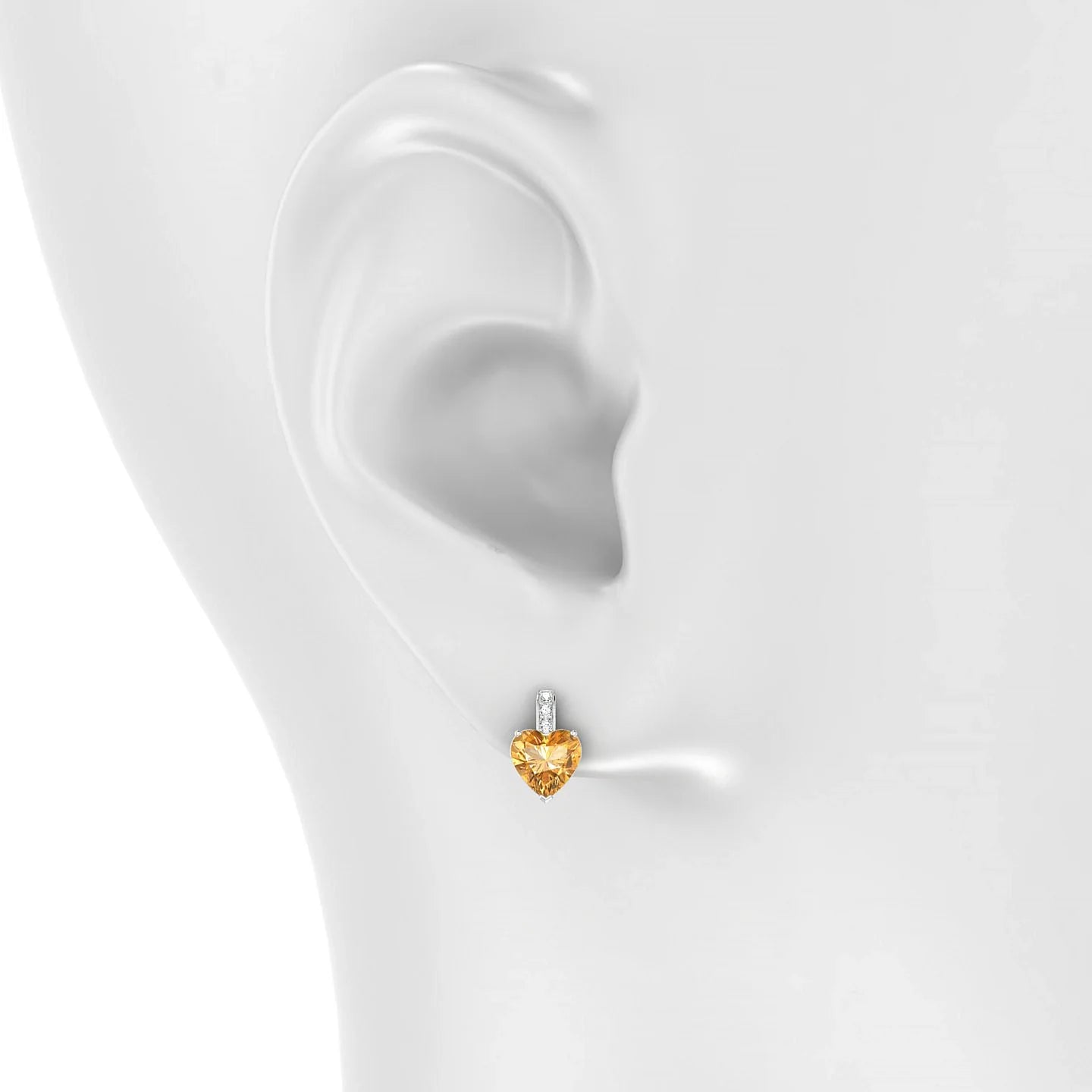 Exquisite | 18k White Gold 6 mm Heart Citrine Earrings