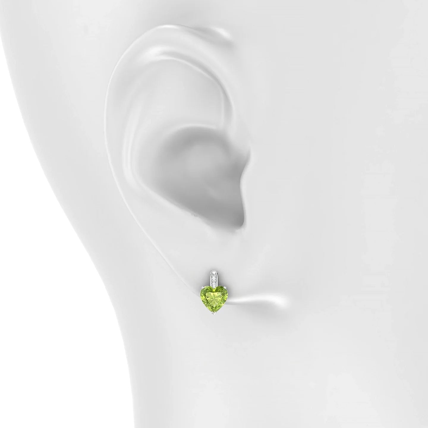 Exquisite | 18k White Gold 6 mm Heart Peridot Earrings
