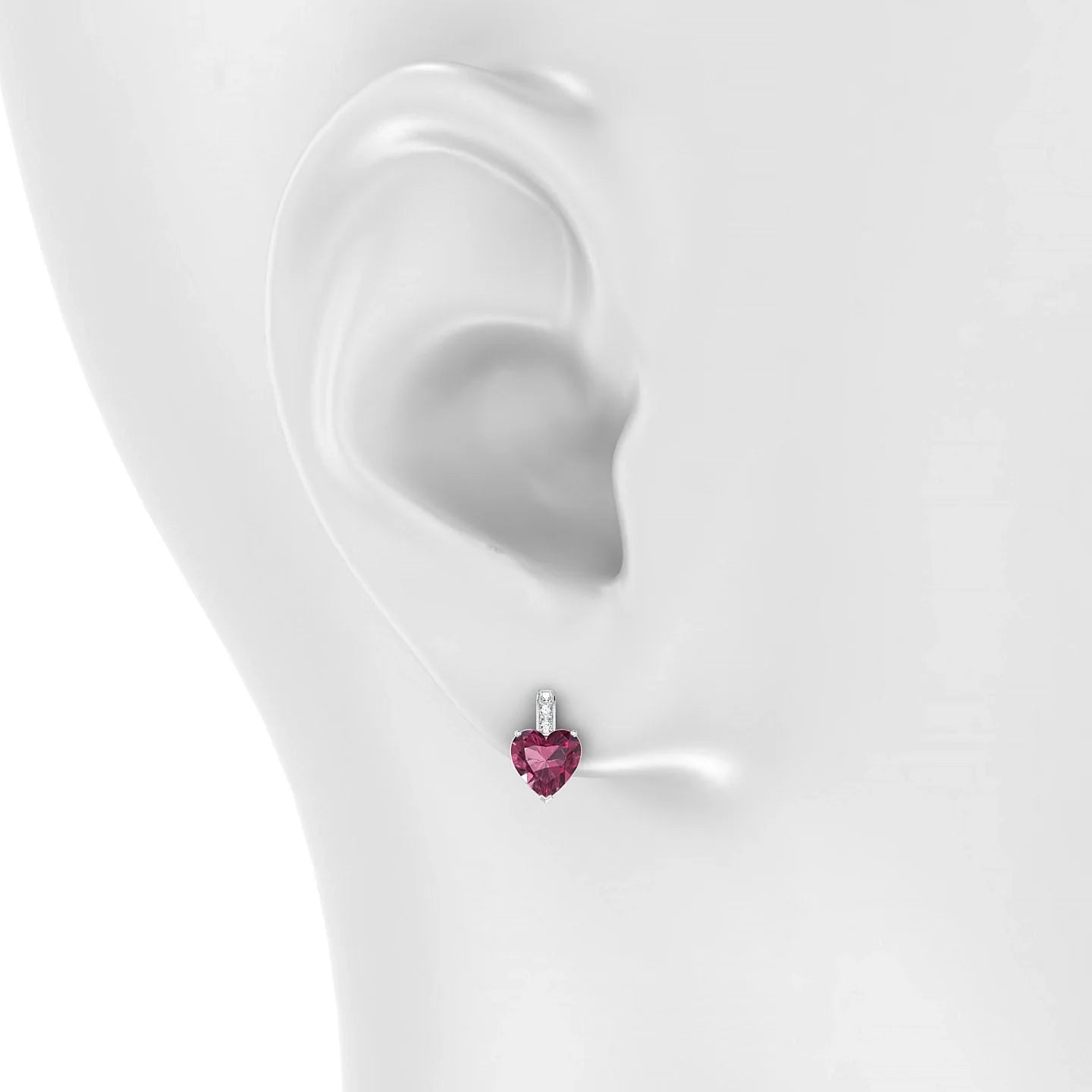Exquisite | 18k White Gold 6 mm Heart Rhodolite Earrings
