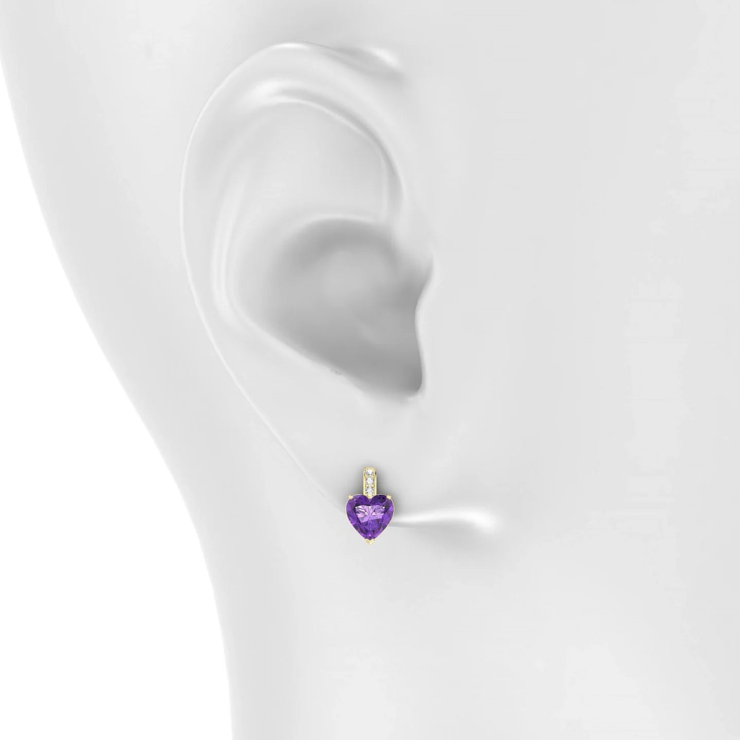 Exquisite | 18k Yellow Gold 6 mm Heart Amethyst Earrings