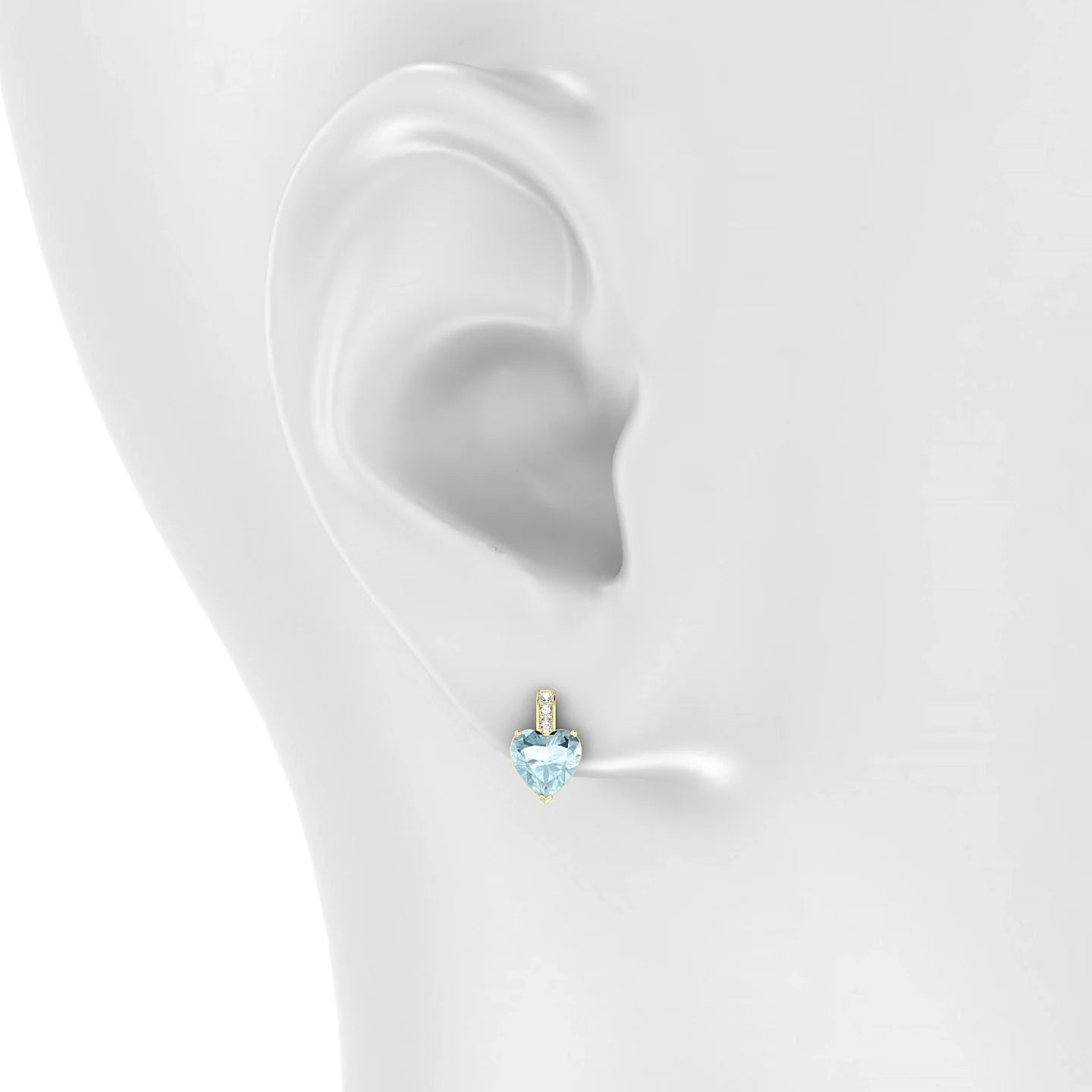 Exquisite | 18k Yellow Gold 6 mm Heart Aquamarine Earrings