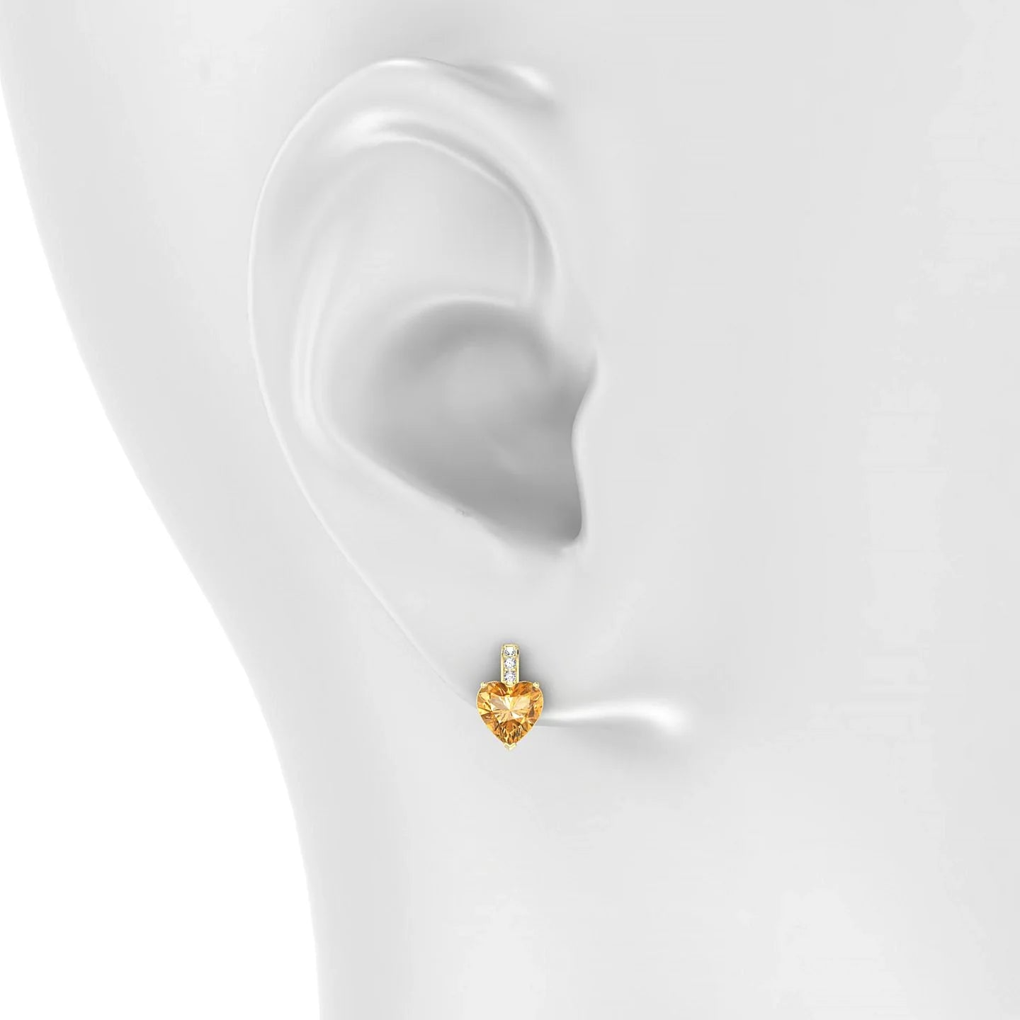 Exquisite | 18k Yellow Gold 6 mm Heart Citrine Earrings