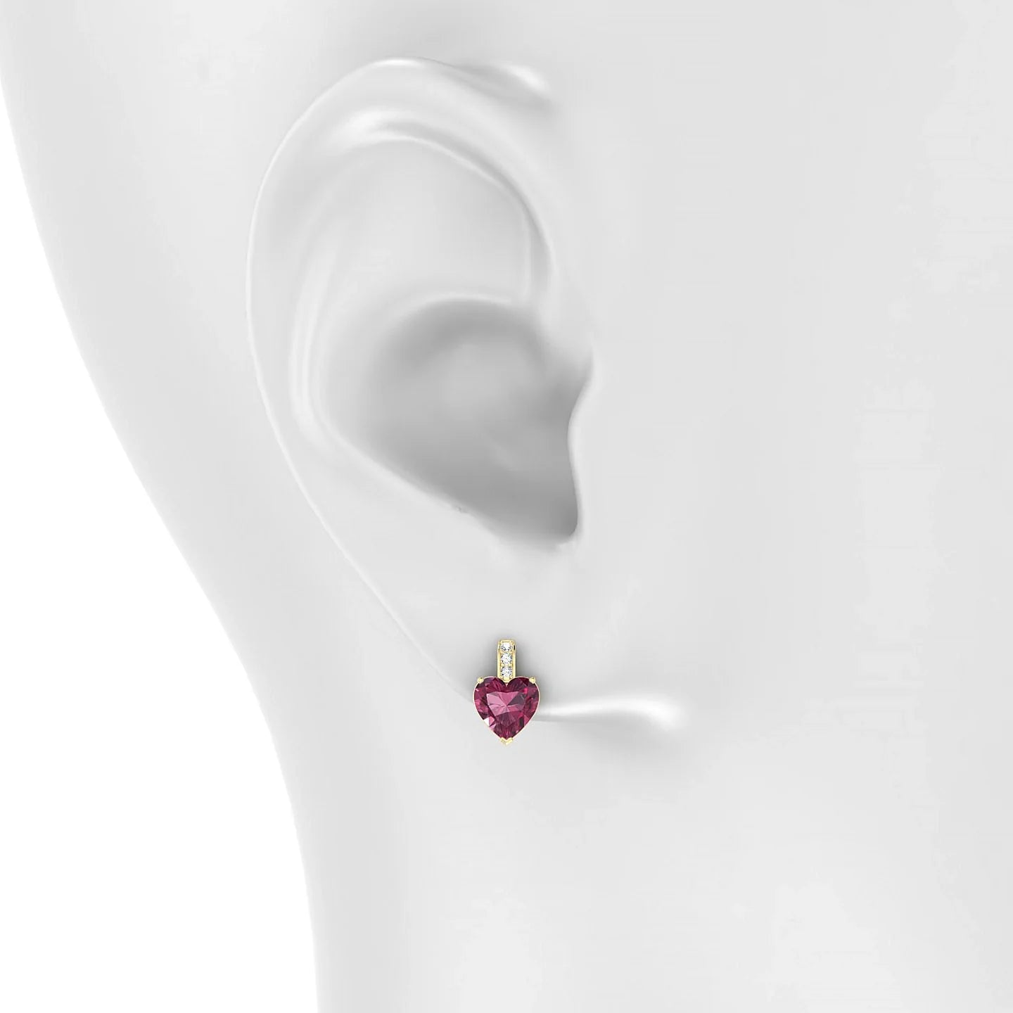 Exquisite | 18k Yellow Gold 6 mm Heart Rhodolite Earrings