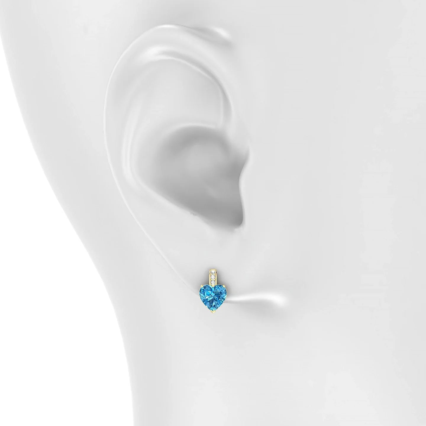 Exquisite | 18k Yellow Gold 6 mm Heart Topaz Earrings