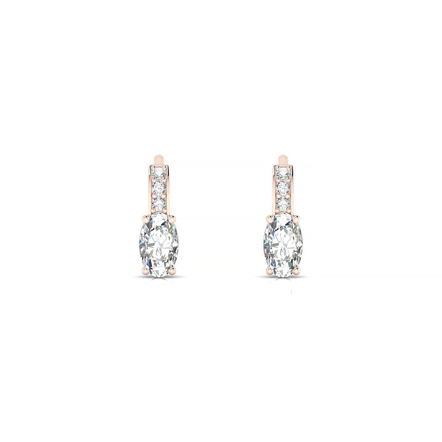 Exquisite | 18k Rose Gold 5 x 3 mm Oval Diamond Earrings