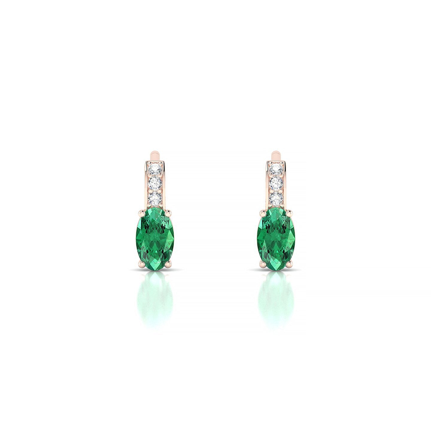 Exquisite | 18k Rose Gold 5 x 3 mm Oval Emerald Earrings