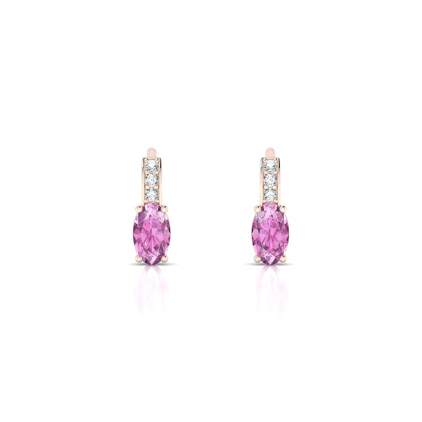 Exquisite | 18k Rose Gold 5 x 3 mm Oval Pink Sapphire Earrings