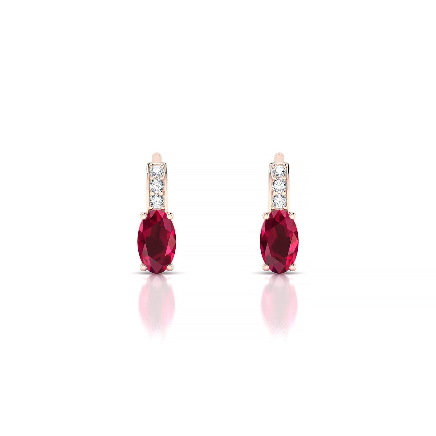 Exquisite | 18k Rose Gold 5 x 3 mm Oval Ruby Earrings