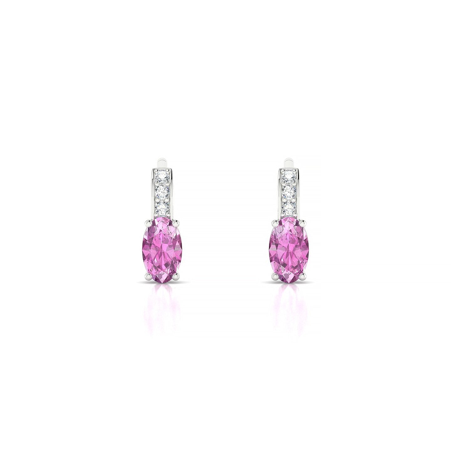 Exquisite | 18k White Gold 5 x 3 mm Oval Pink Sapphire Earrings