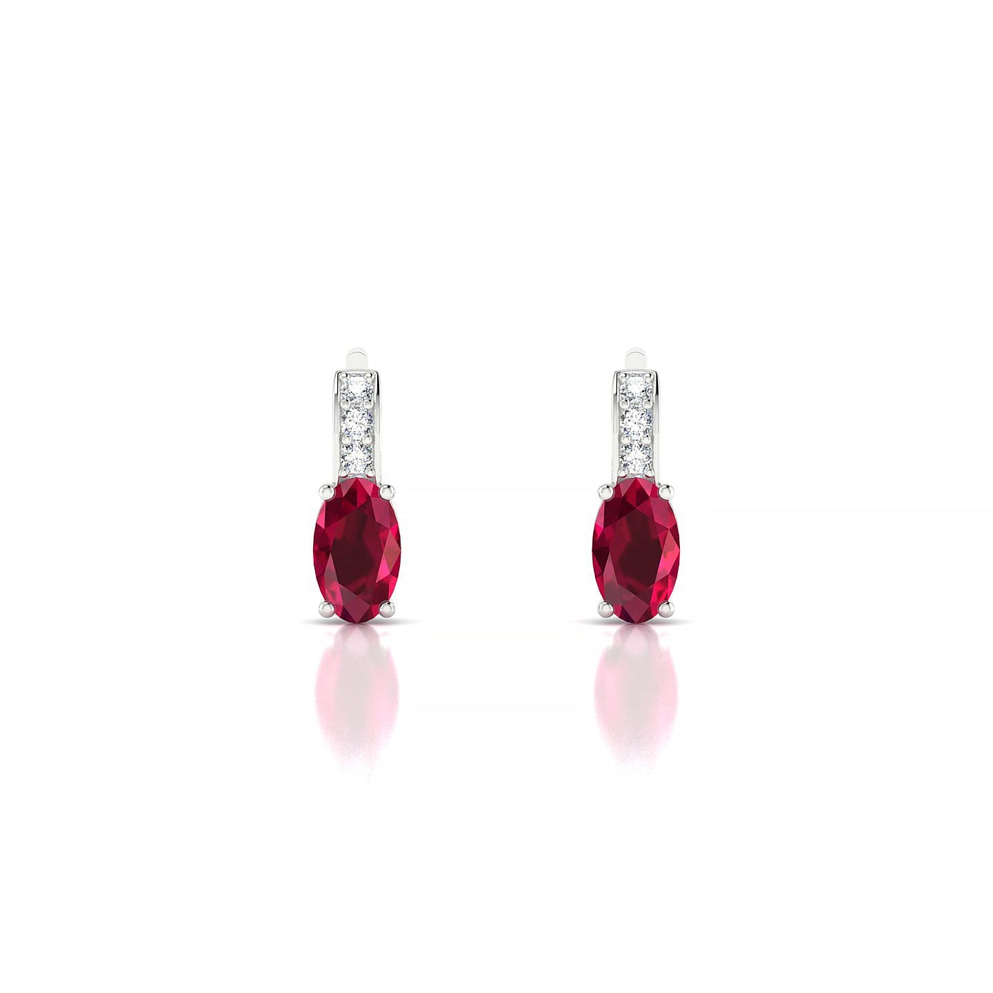 Exquisite | 18k White Gold 5 x 3 mm Oval Ruby Earrings
