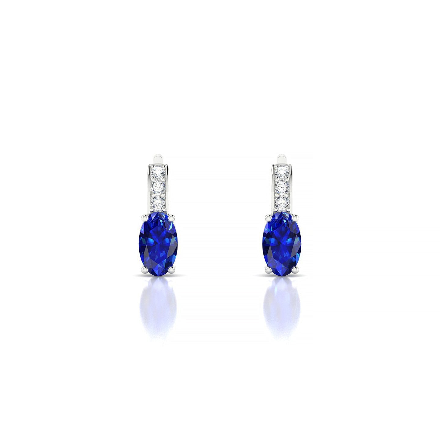 Exquisite | 18k White Gold 5 x 3 mm Oval Sapphire Earrings