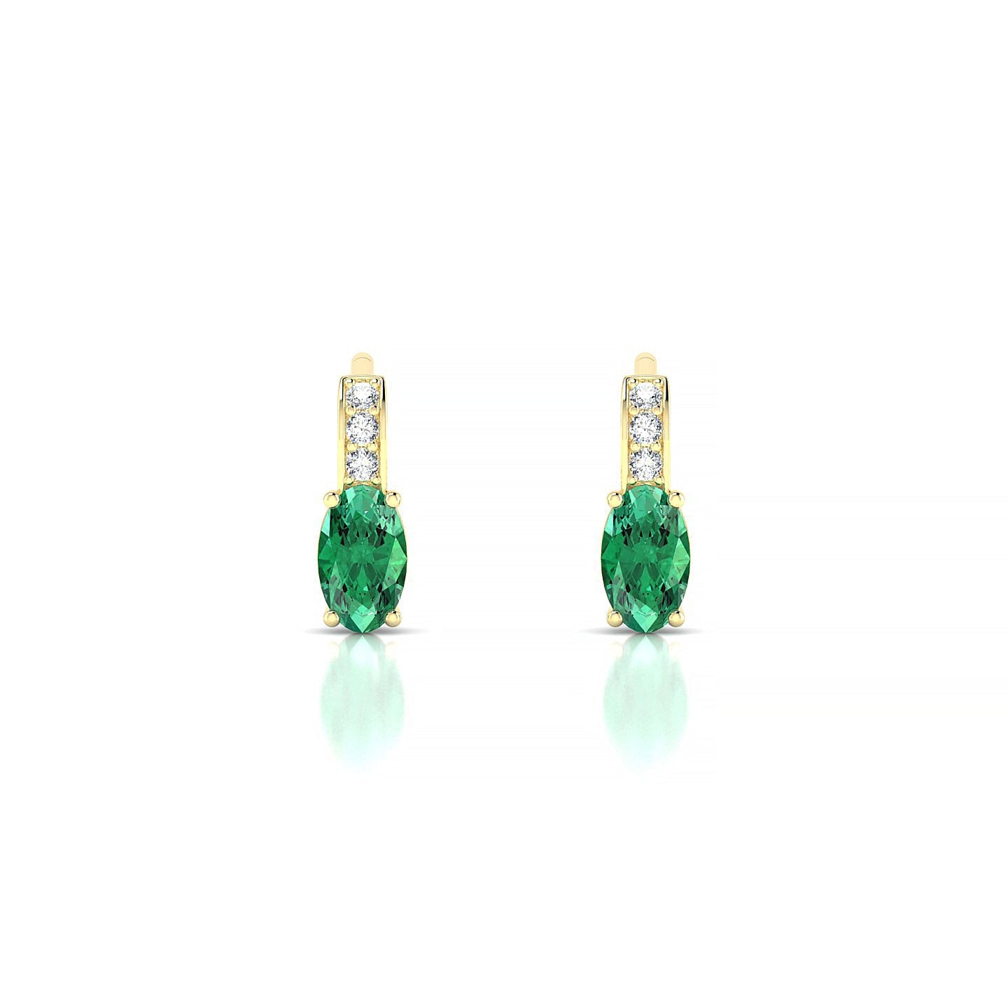 Exquisite | 18k Yellow Gold 5 x 3 mm Oval Emerald Earrings