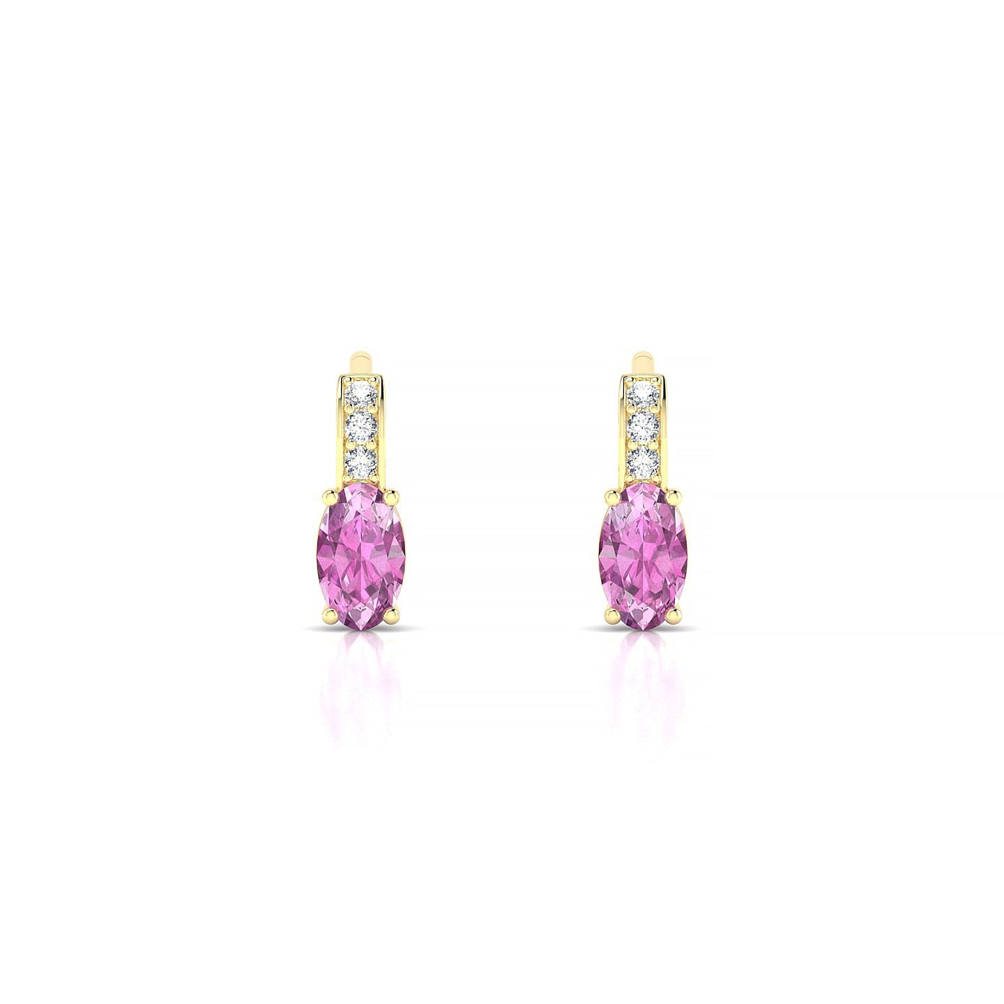 Exquisite | 18k Yellow Gold 5 x 3 mm Oval Pink Sapphire Earrings