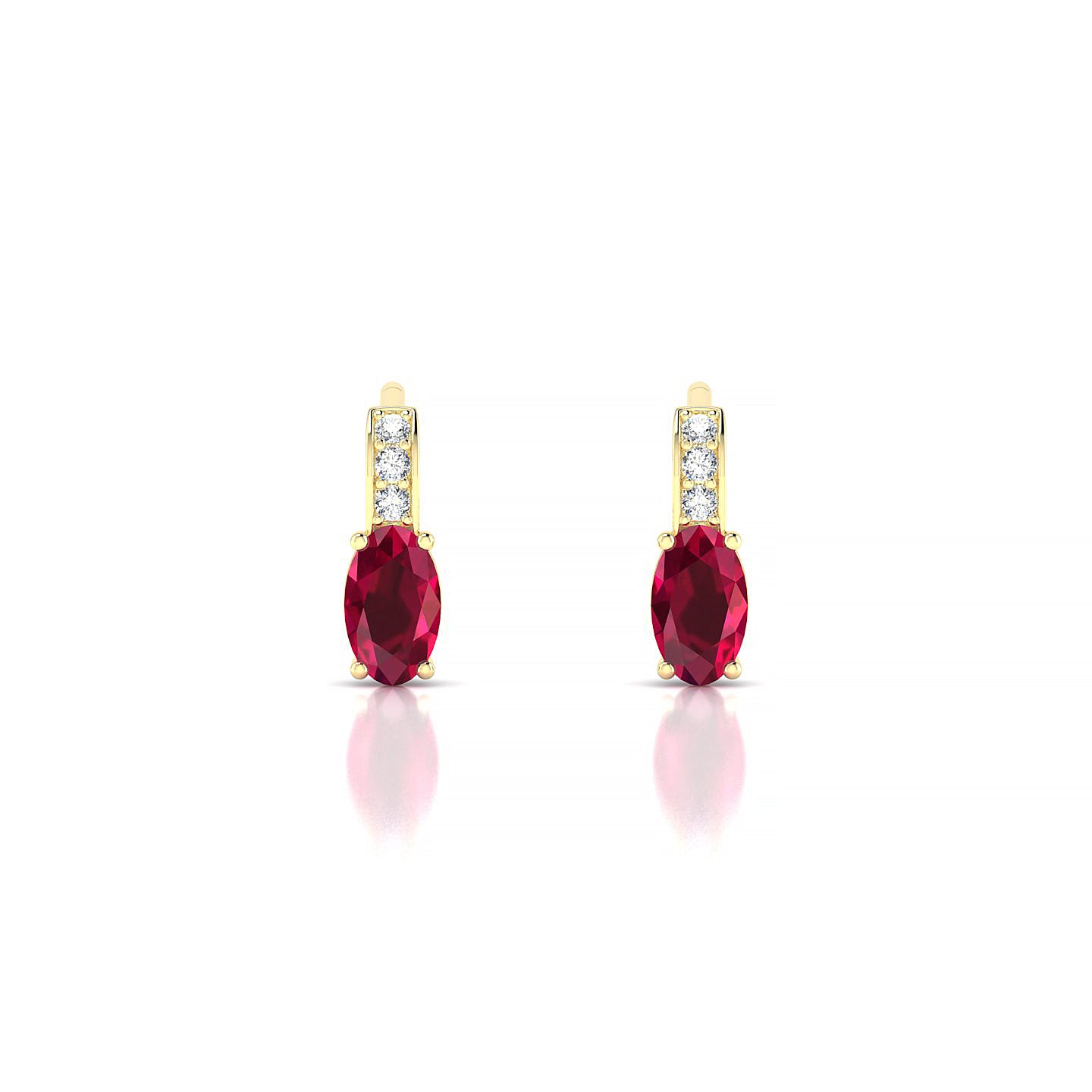Exquisite | 18k Yellow Gold 5 x 3 mm Oval Ruby Earrings