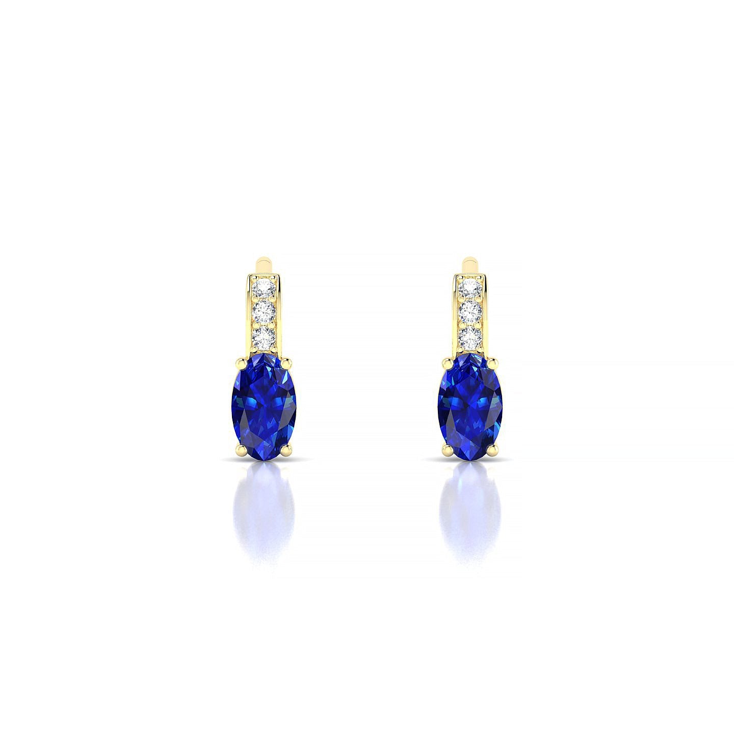 Exquisite | 18k Yellow Gold 5 x 3 mm Oval Sapphire Earrings