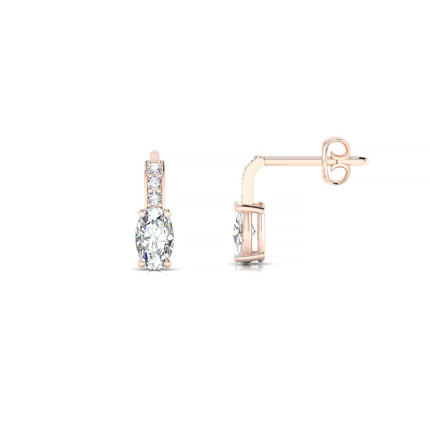 Exquisite | 18k Rose Gold 5 x 3 mm Oval Diamond Earrings
