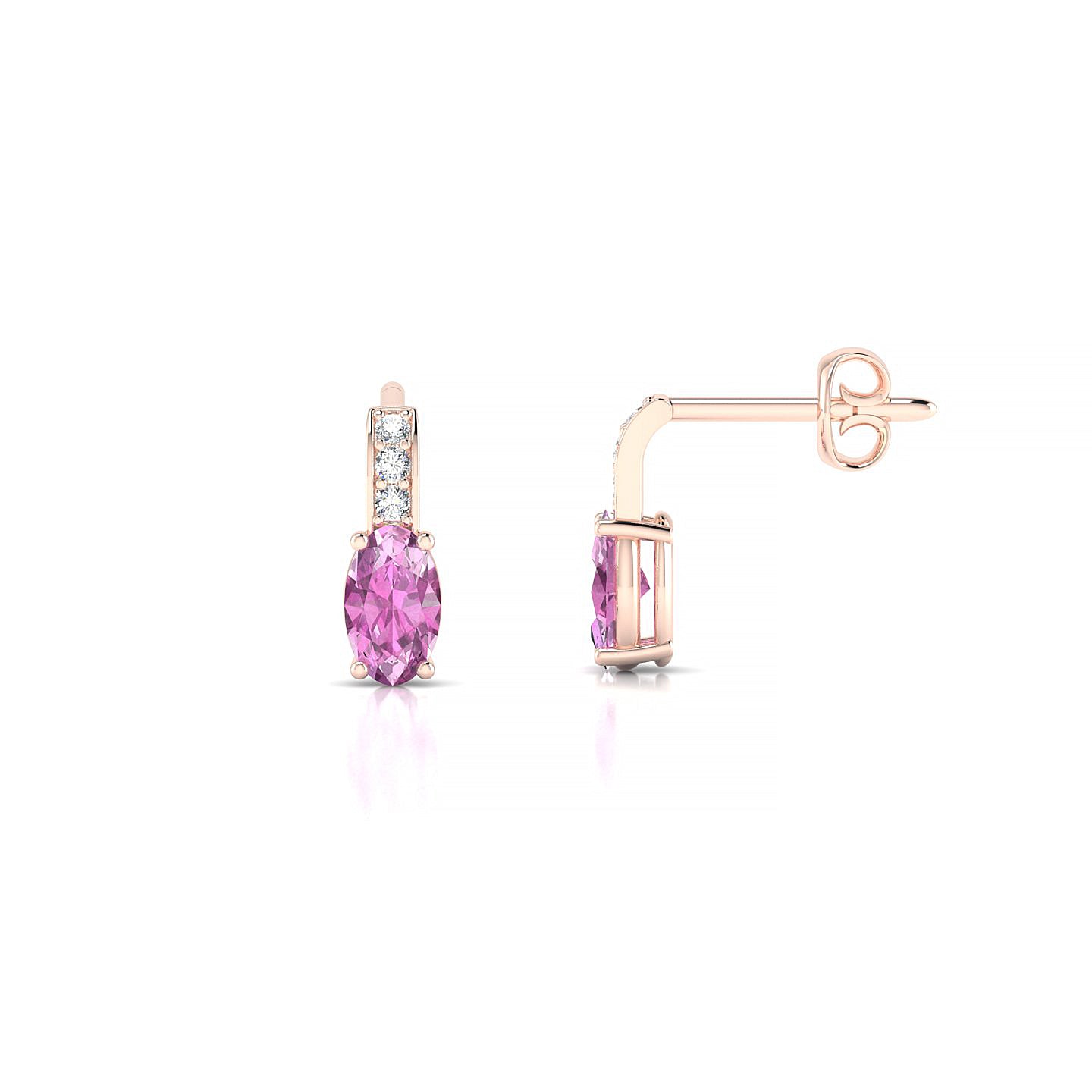 Exquisite | 18k Rose Gold 5 x 3 mm Oval Pink Sapphire Earrings