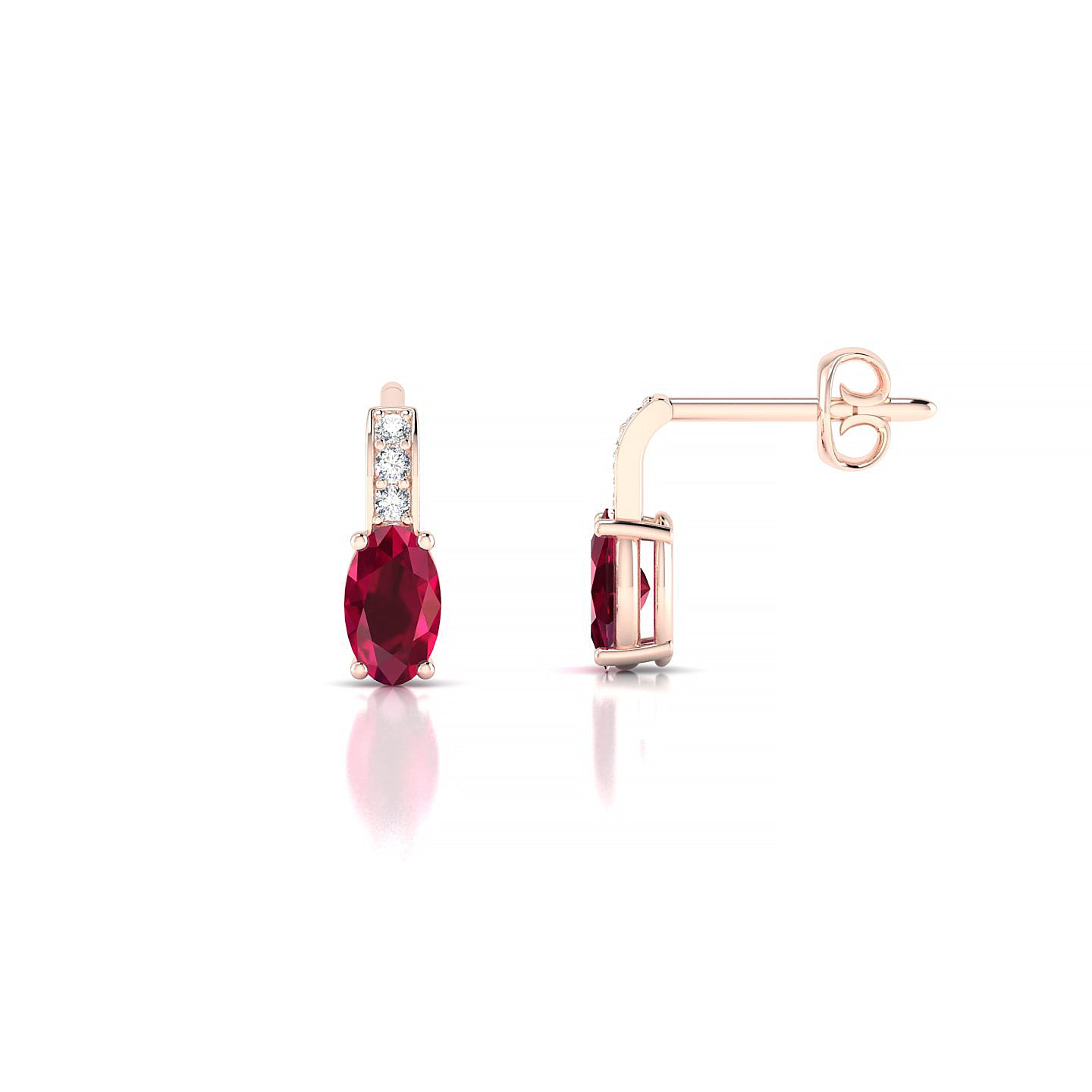 Exquisite | 18k Rose Gold 5 x 3 mm Oval Ruby Earrings
