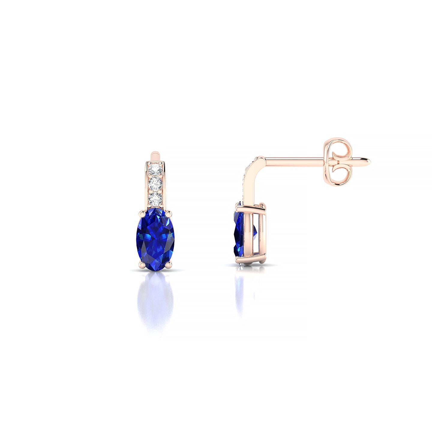 Exquisite | 18k Rose Gold 5 x 3 mm Oval Sapphire Earrings