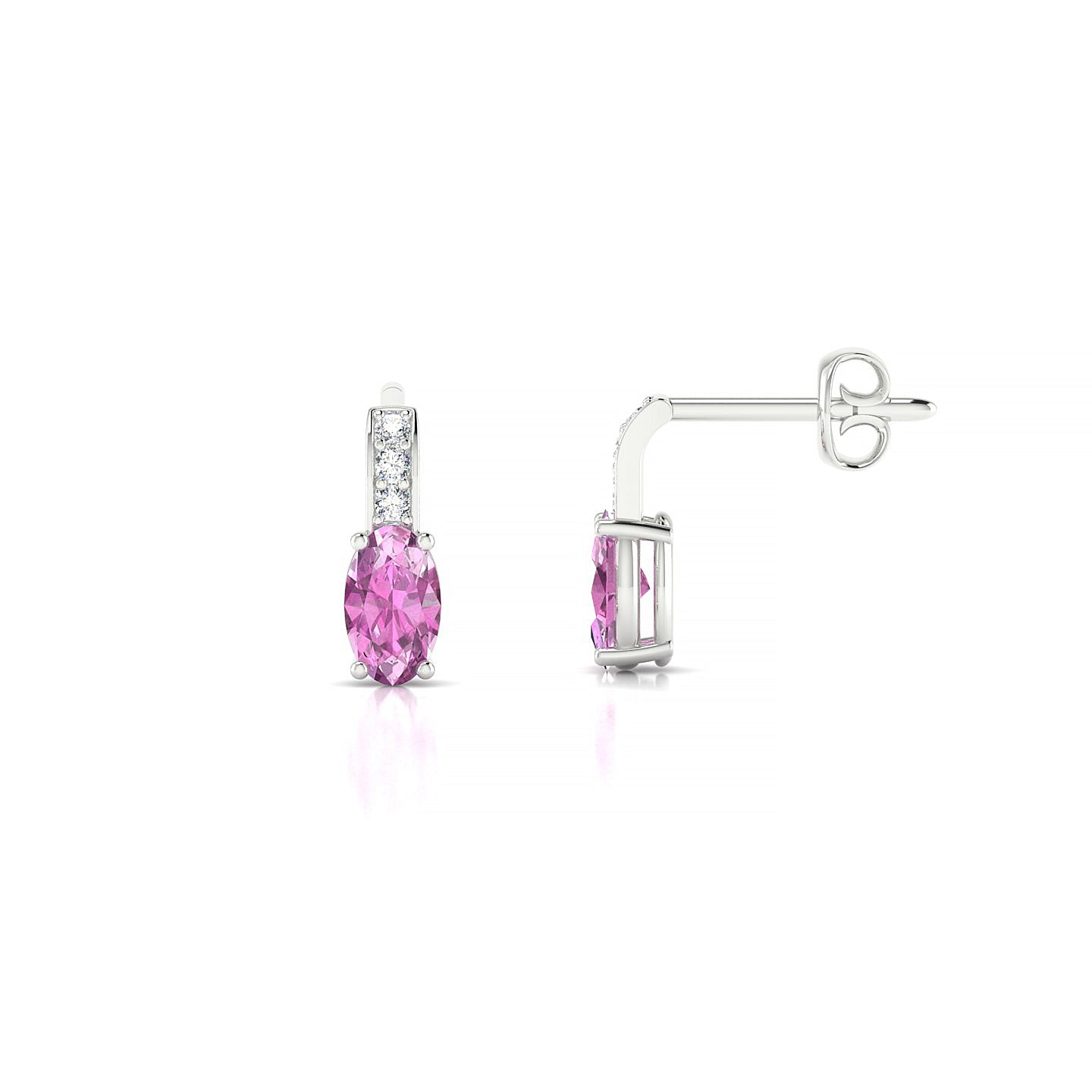 Exquisite | 18k White Gold 5 x 3 mm Oval Pink Sapphire Earrings