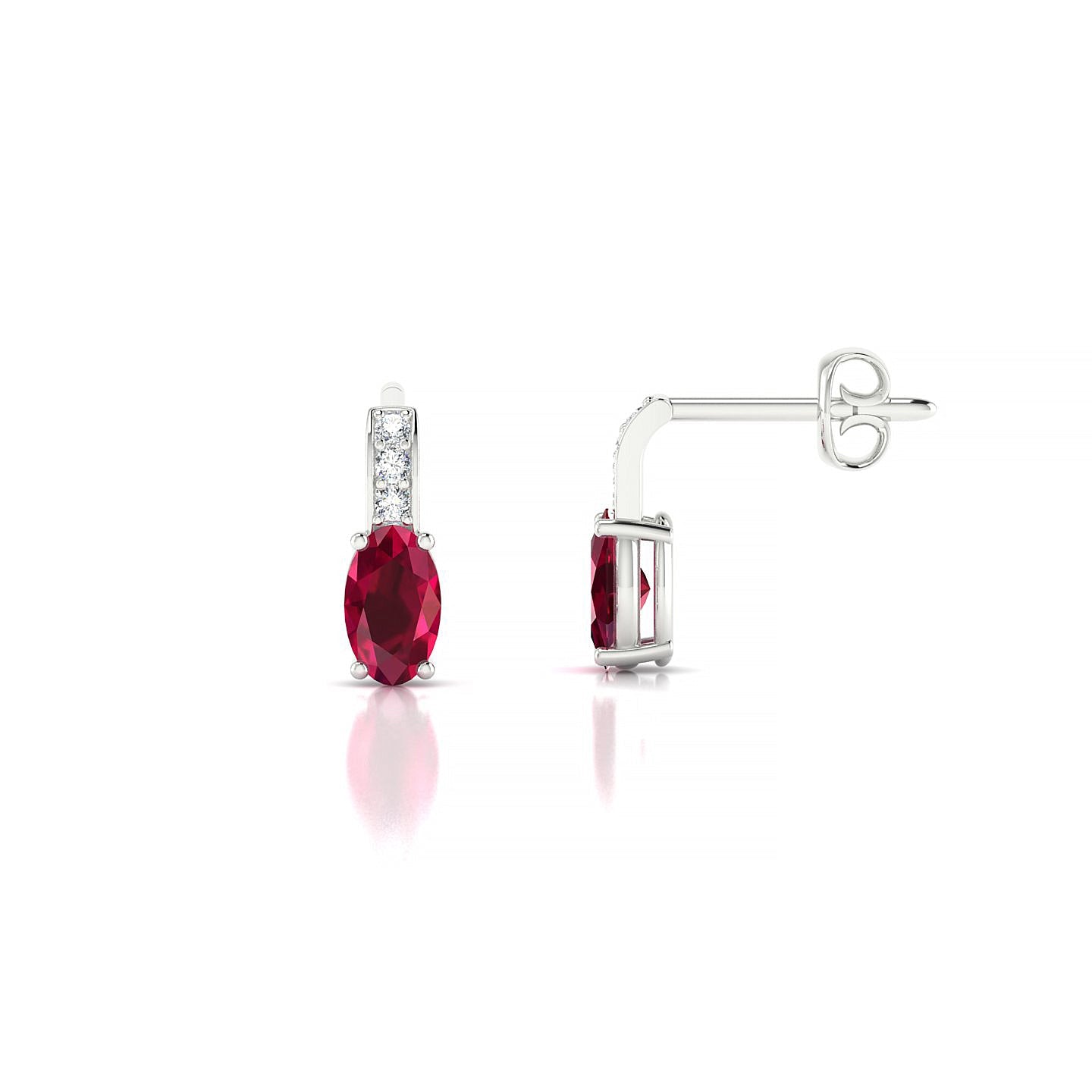 Exquisite | 18k White Gold 5 x 3 mm Oval Ruby Earrings
