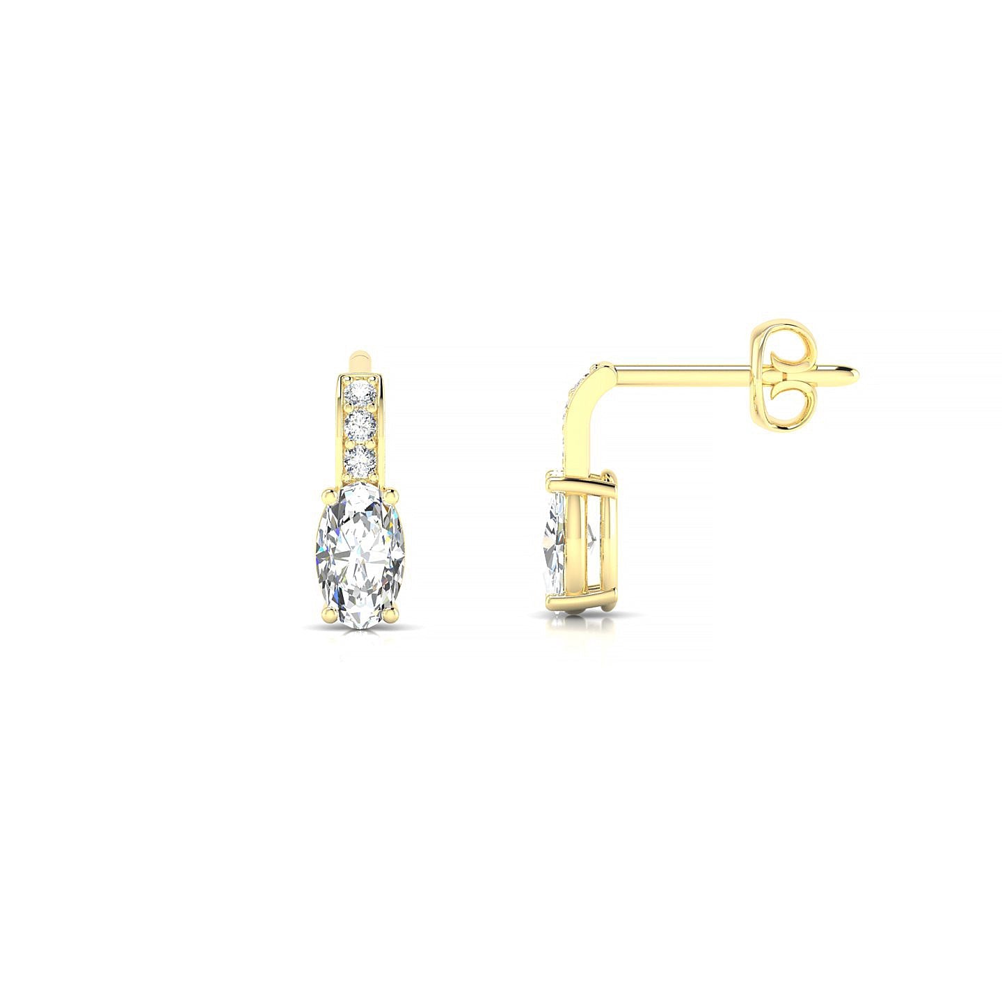 Exquisite | 18k Yellow Gold 5 x 3 mm Oval Diamond Earrings