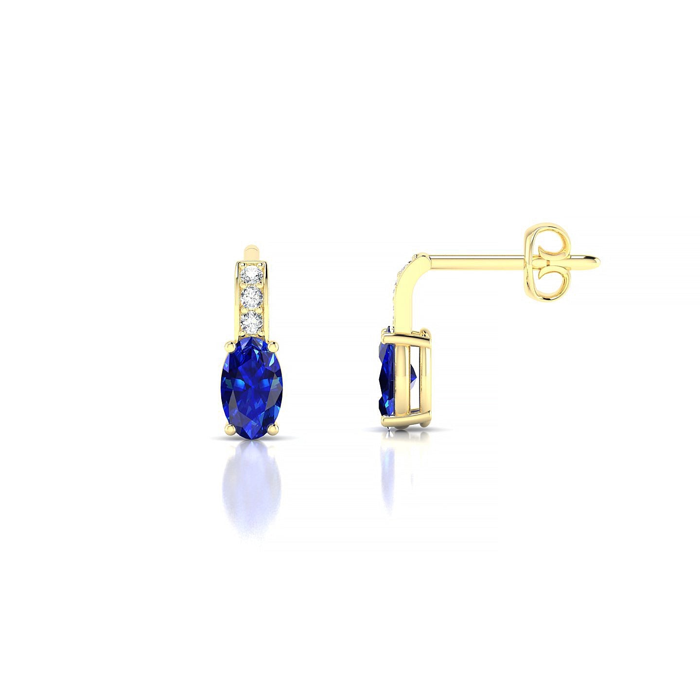 Exquisite | 18k Yellow Gold 5 x 3 mm Oval Sapphire Earrings