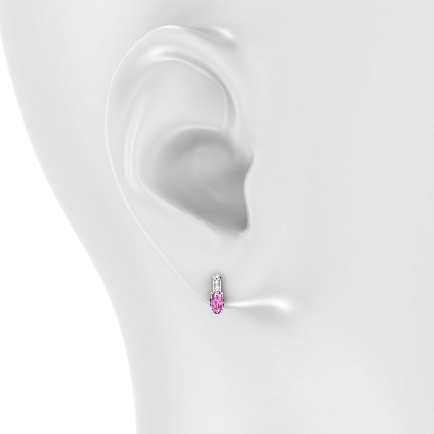 Exquisite | 18k White Gold 5 x 3 mm Oval Pink Sapphire Earrings