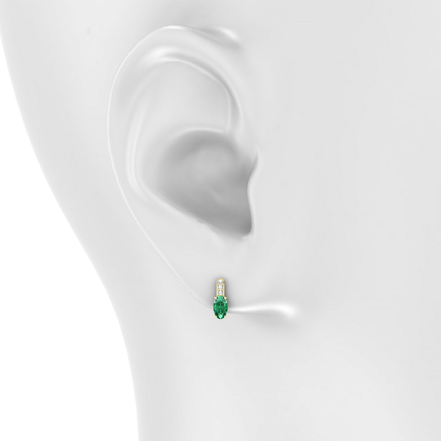 Exquisite | 18k Yellow Gold 5 x 3 mm Oval Emerald Earrings