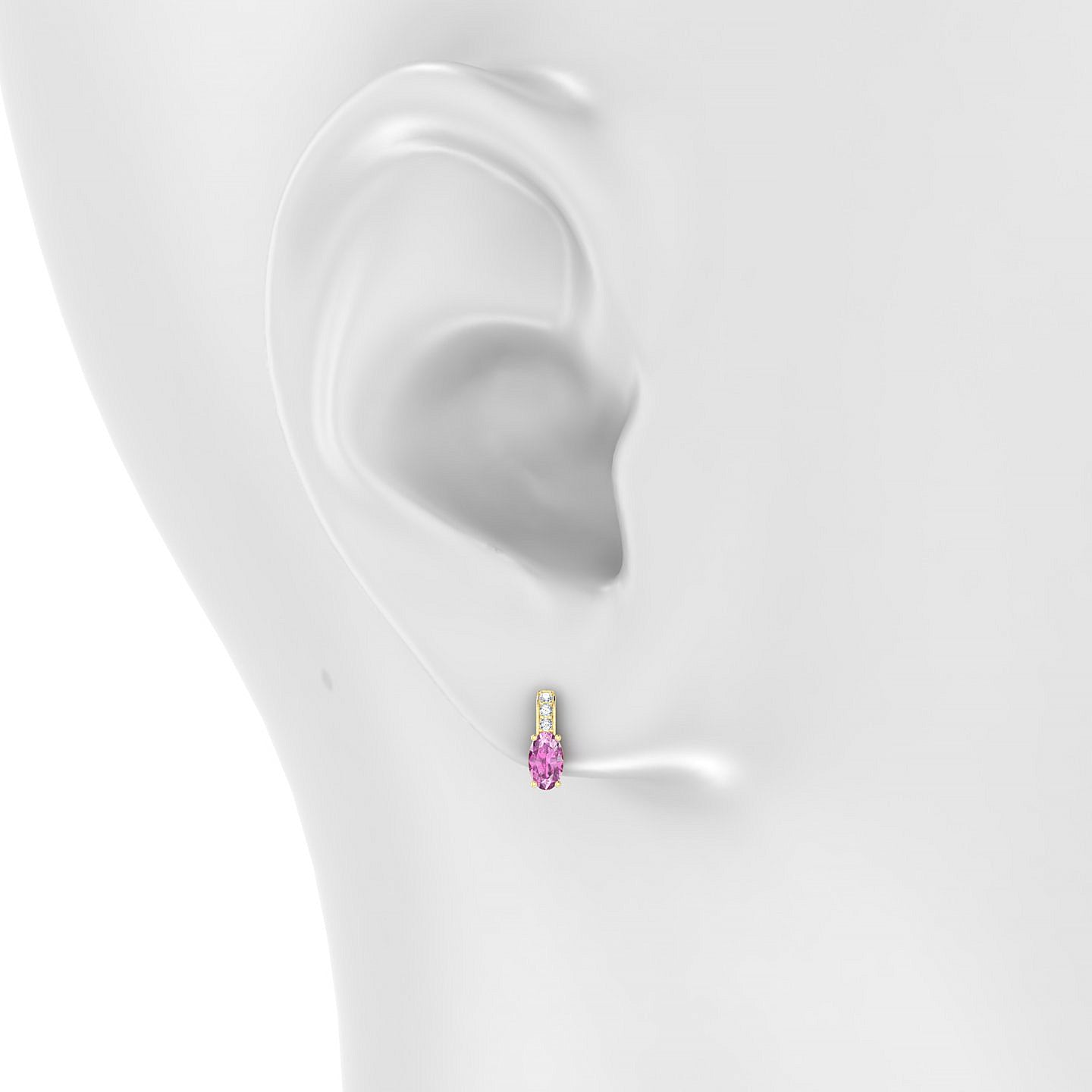 Exquisite | 18k Yellow Gold 5 x 3 mm Oval Pink Sapphire Earrings