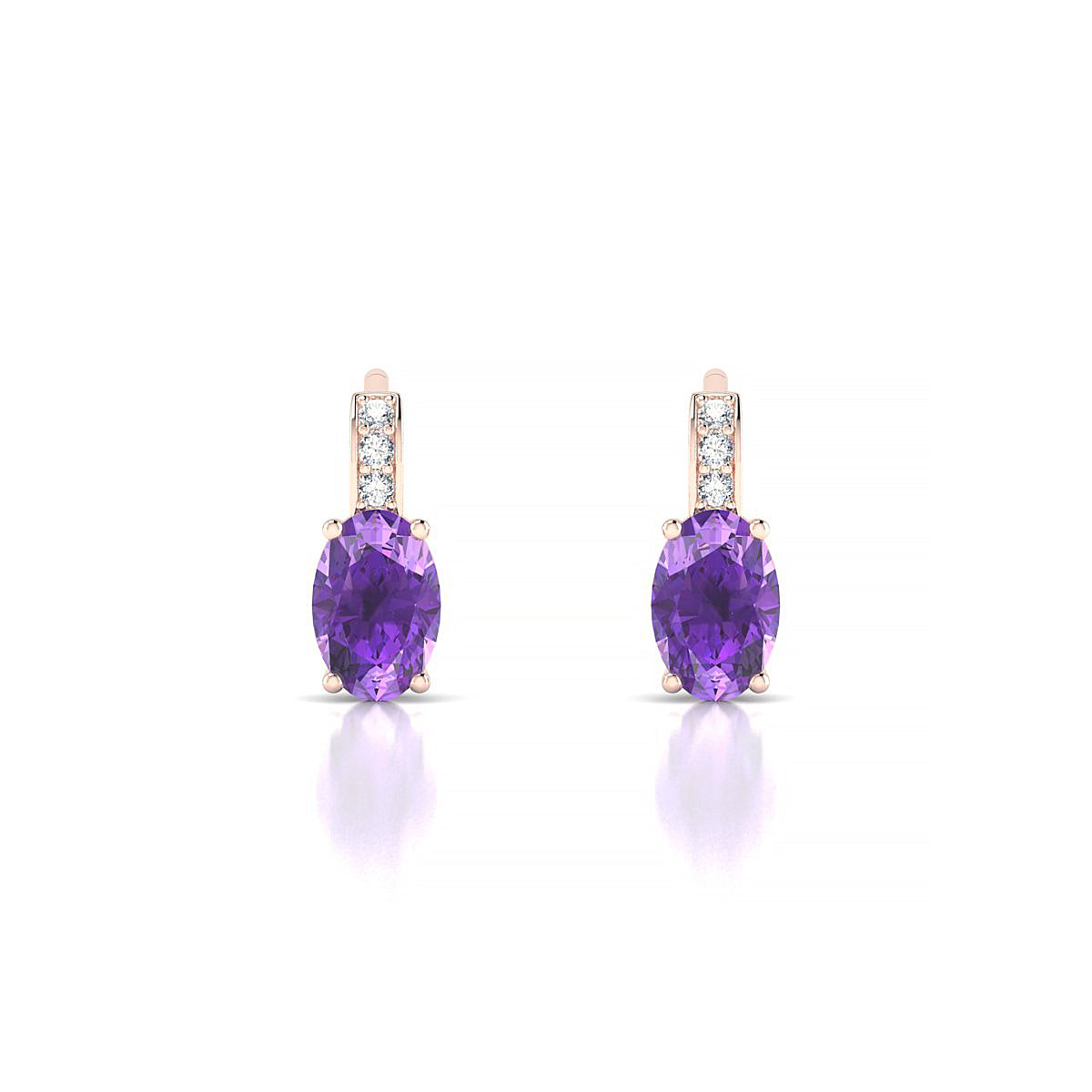 Exquisite | 18k Rose Gold 6 x 4 mm Oval Amethyst Earrings