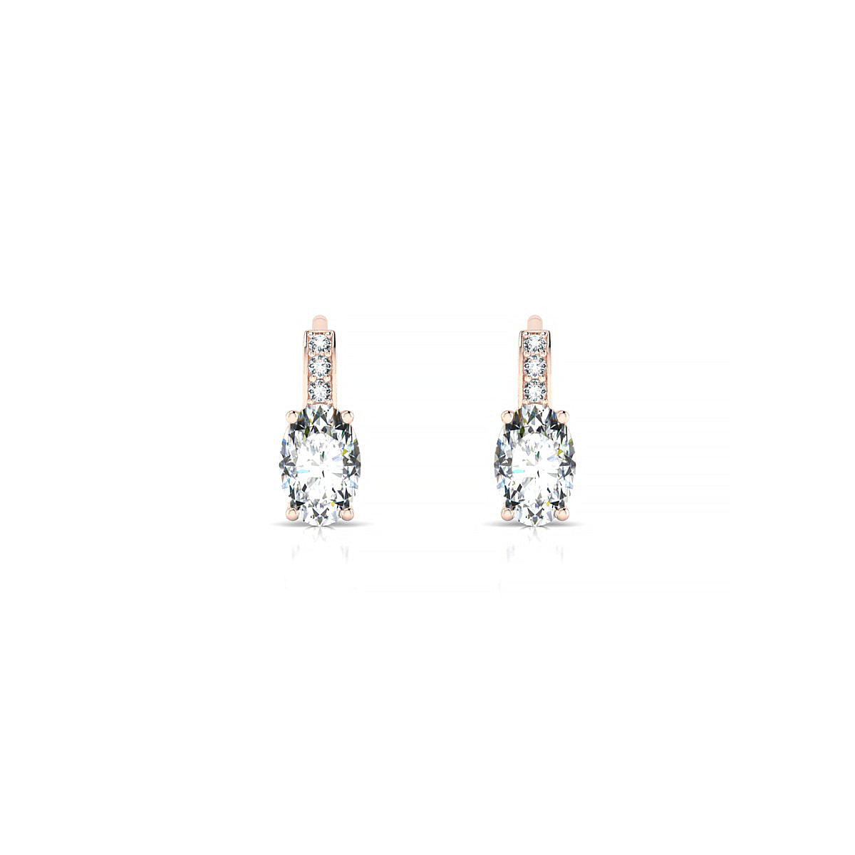 Exquisite | 18k Rose Gold 6 x 4 mm Oval Diamond Earrings