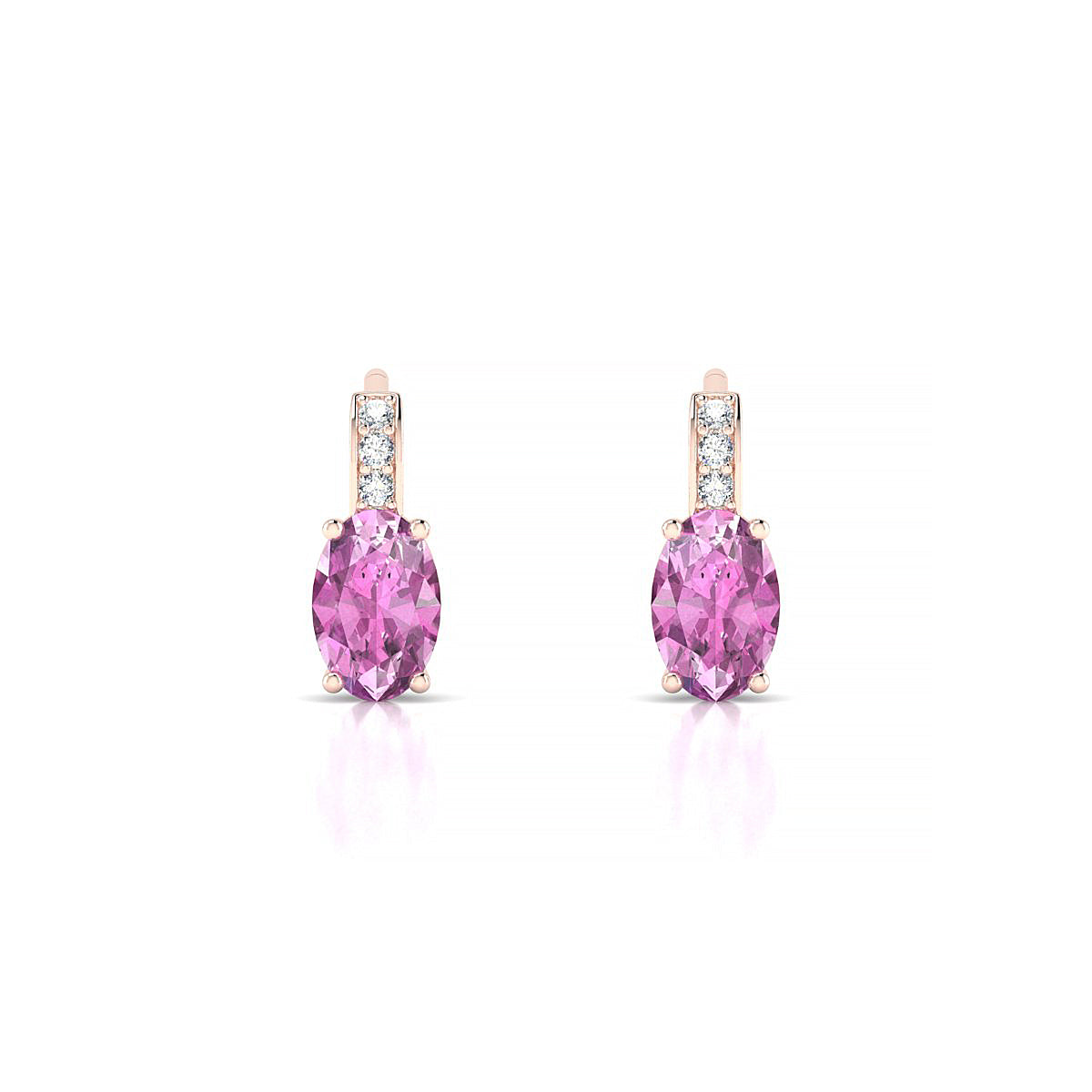 Exquisite | 18k Rose Gold 6 x 4 mm Oval Pink Sapphire Earrings