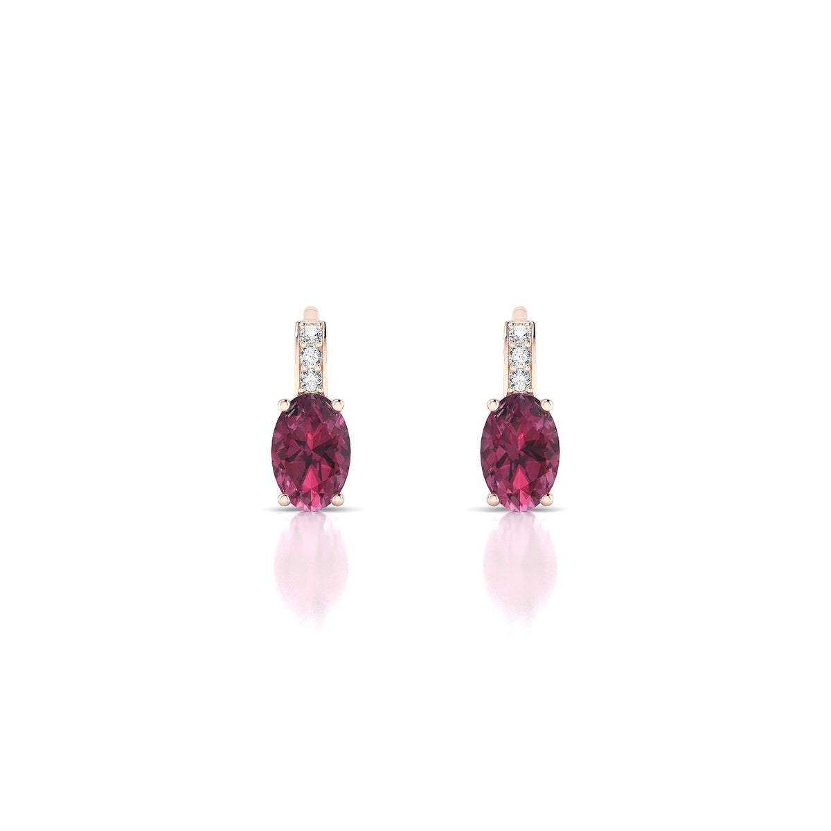 Exquisite | 18k Rose Gold 6 x 4 mm Oval Rhodolite Earrings
