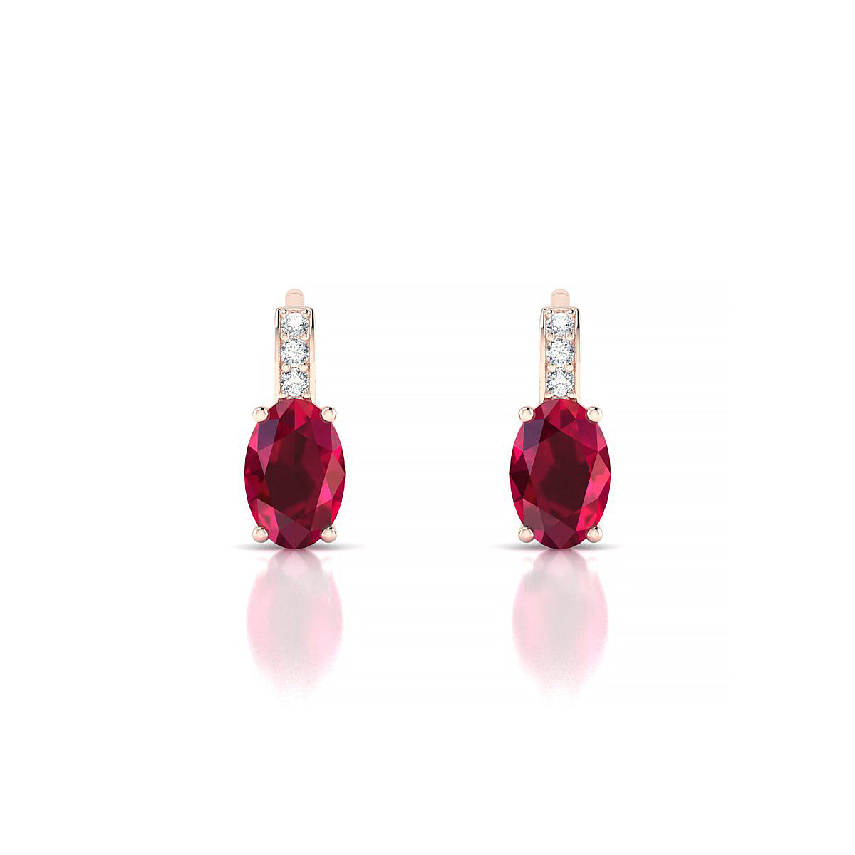 Exquisite | 18k Rose Gold 6 x 4 mm Oval Ruby Earrings