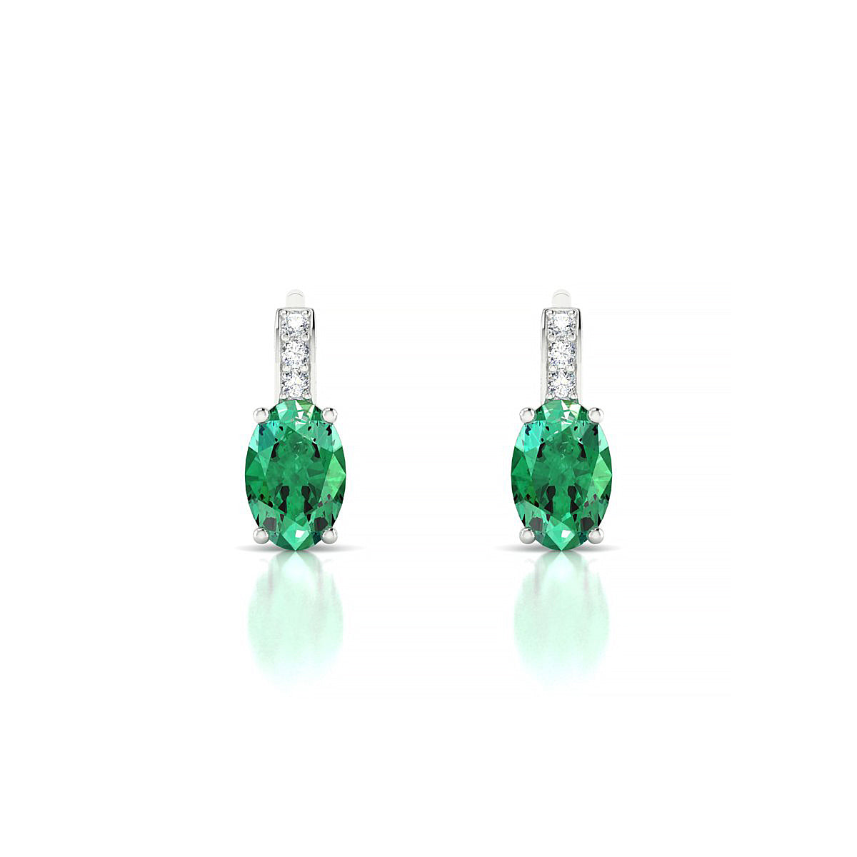 Exquisite | 18k White Gold 6 x 4 mm Oval Emerald Earrings