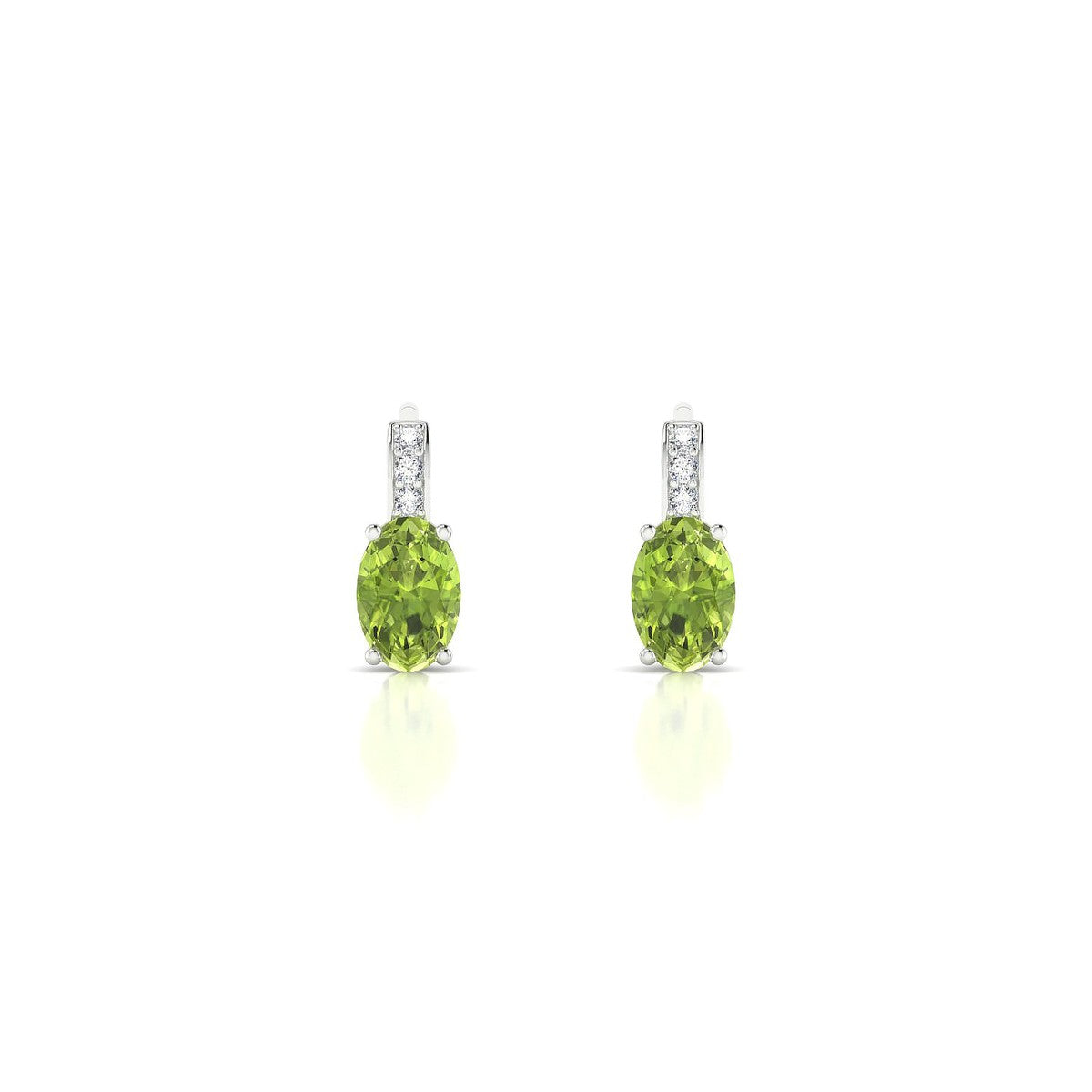 Exquisite | 18k White Gold 6 x 4 mm Oval Peridot Earrings