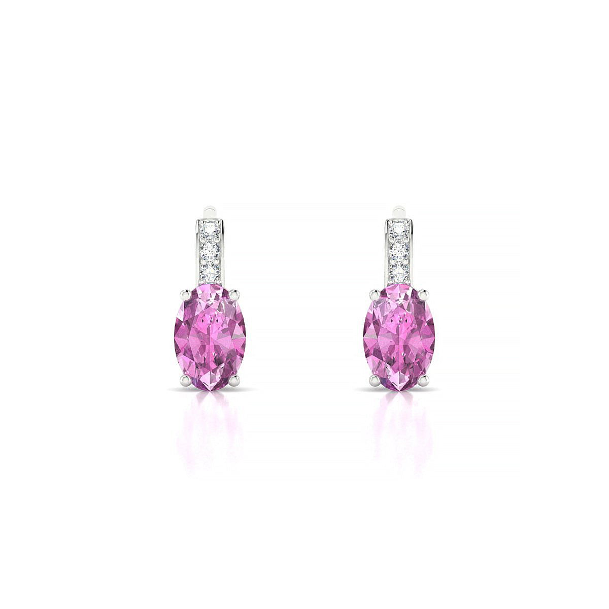 Exquisite | 18k White Gold 6 x 4 mm Oval Pink Sapphire Earrings