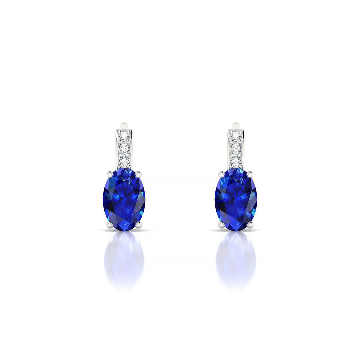 Exquisite | 18k White Gold 6 x 4 mm Oval Sapphire Earrings
