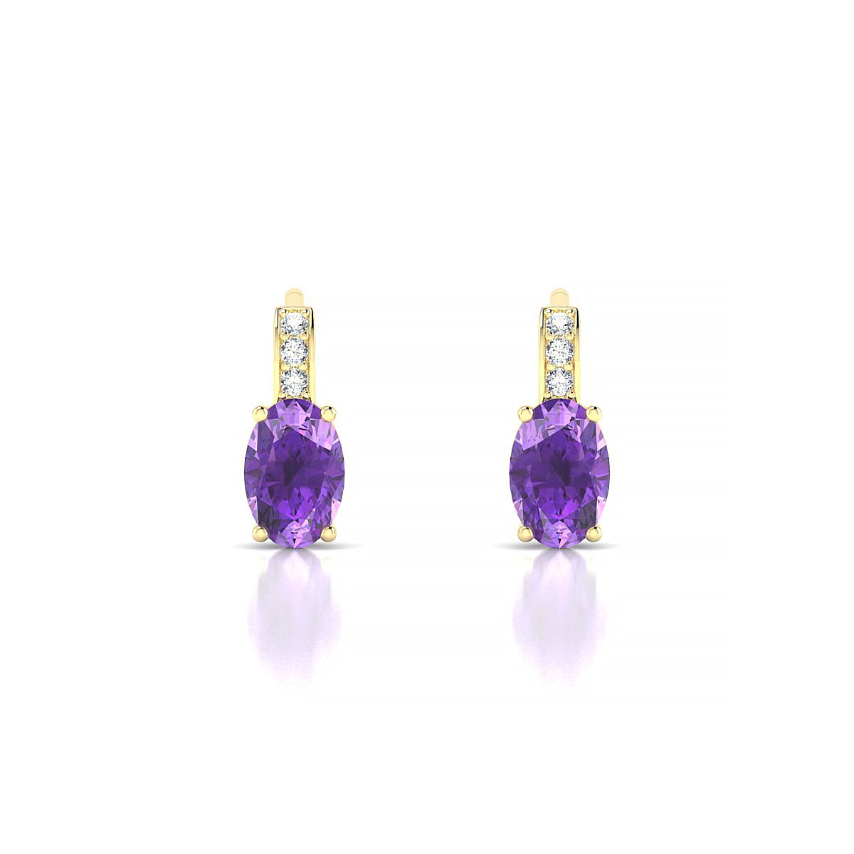 Exquisite | 18k Yellow Gold 6 x 4 mm Oval Amethyst Earrings