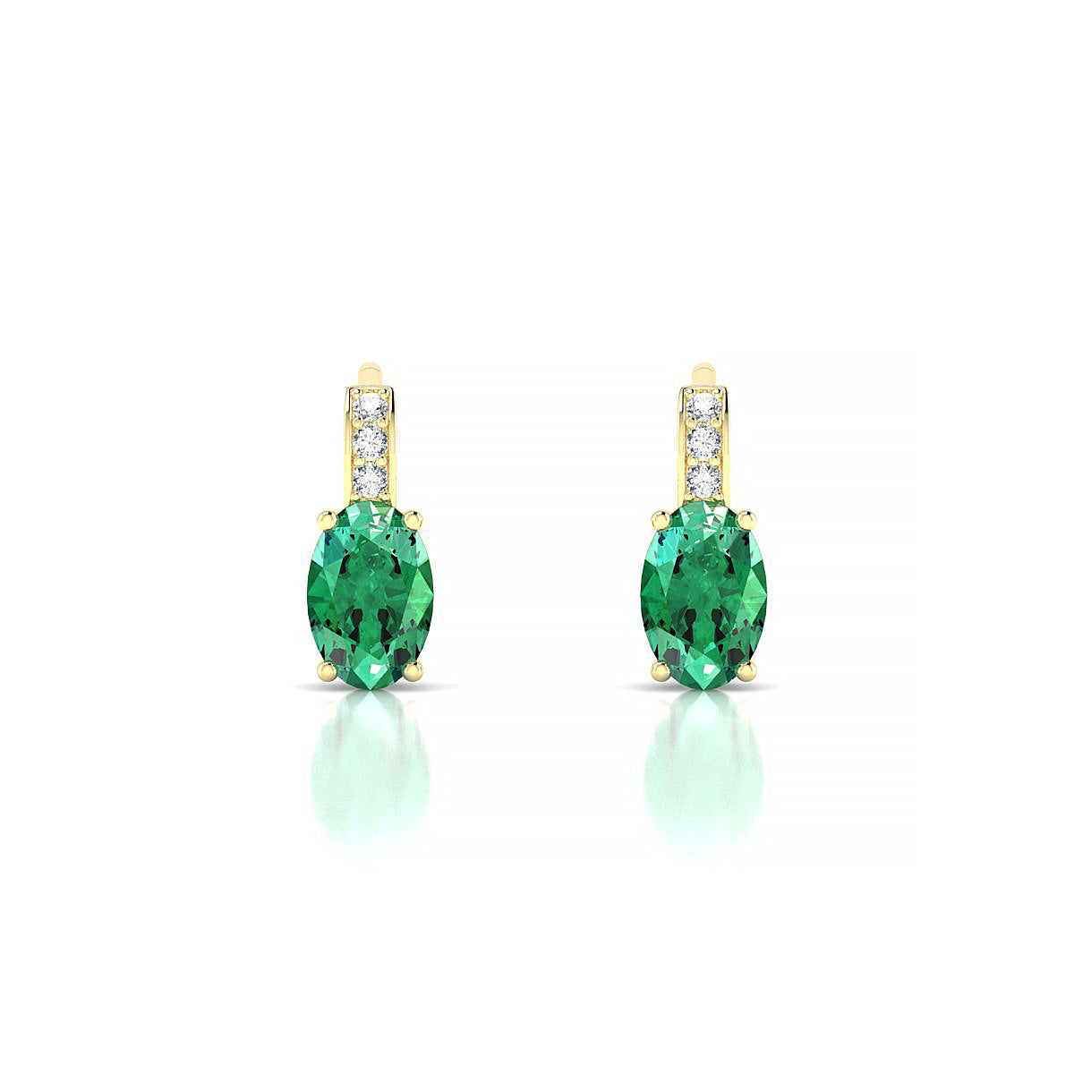 Exquisite | 18k Yellow Gold 6 x 4 mm Oval Emerald Earrings