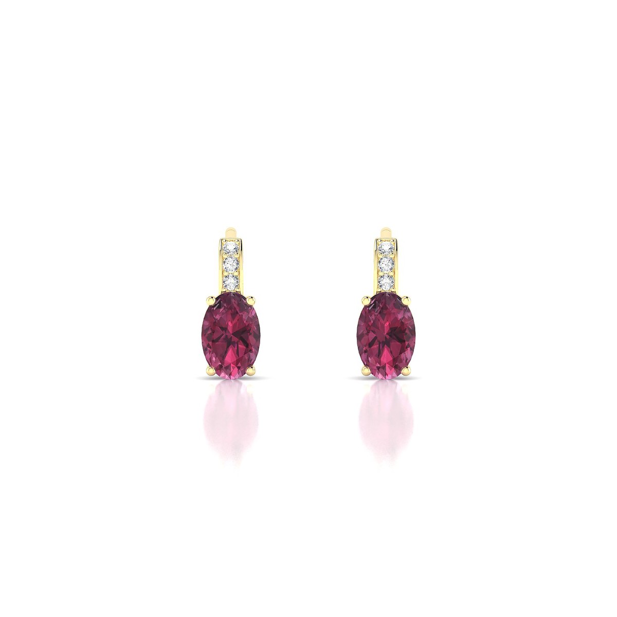 Exquisite | 18k Yellow Gold 6 x 4 mm Oval Rhodolite Earrings