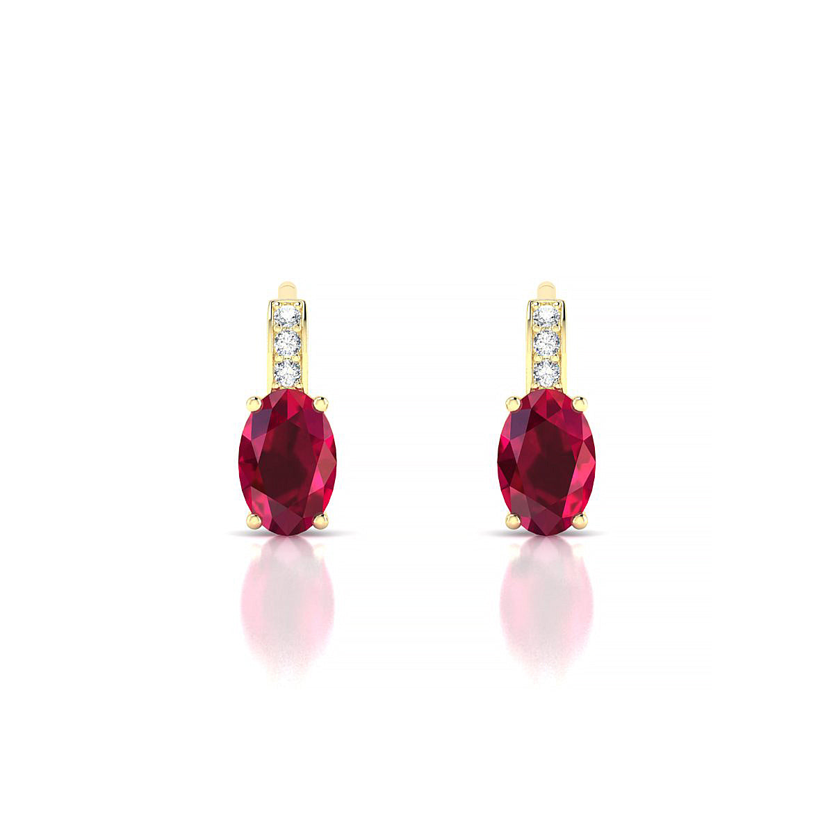 Exquisite | 18k Yellow Gold 6 x 4 mm Oval Ruby Earrings