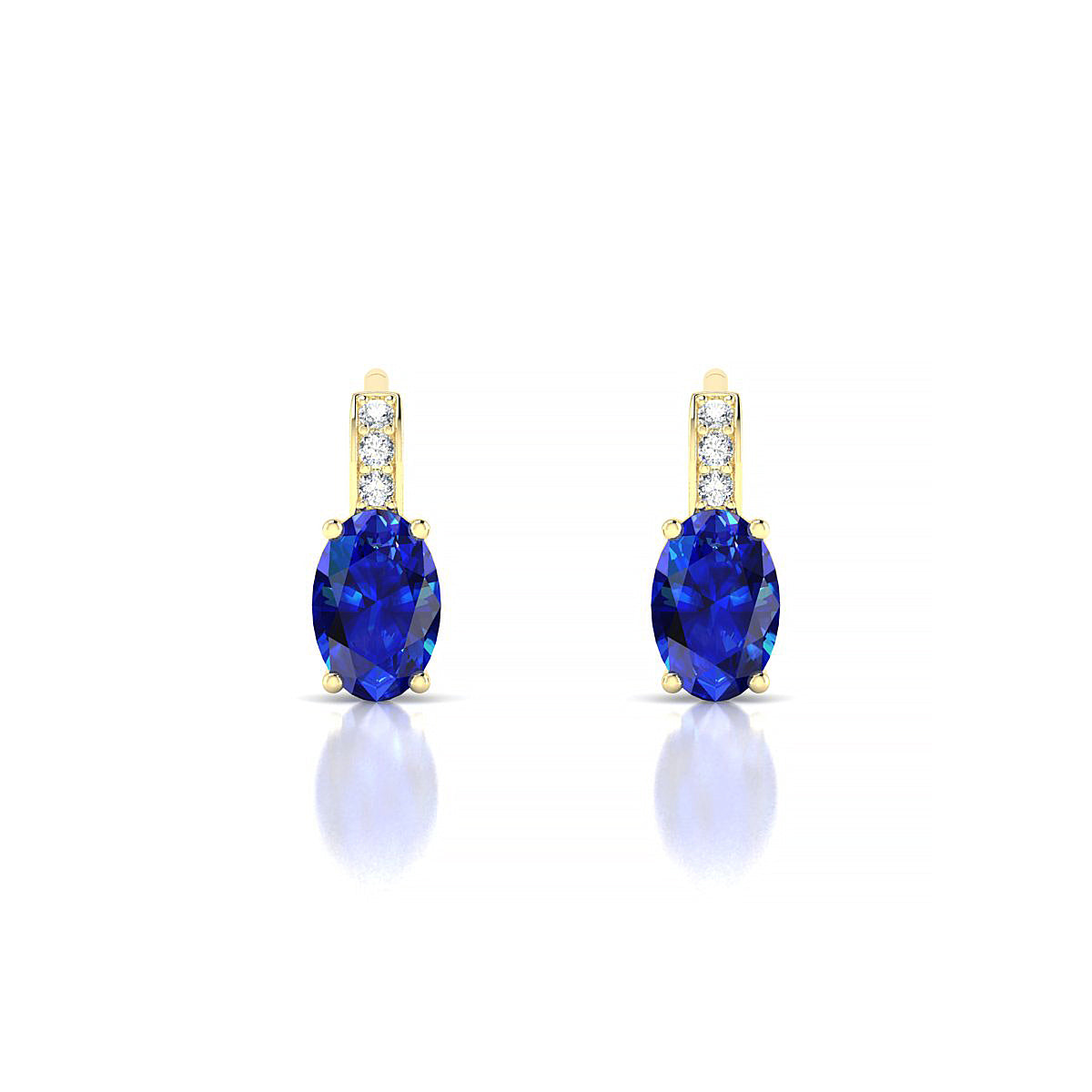 Exquisite | 18k Yellow Gold 6 x 4 mm Oval Sapphire Earrings