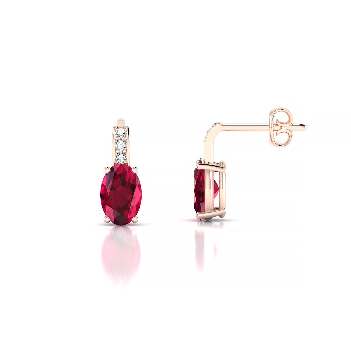 Exquisite | 18k Rose Gold 6 x 4 mm Oval Ruby Earrings