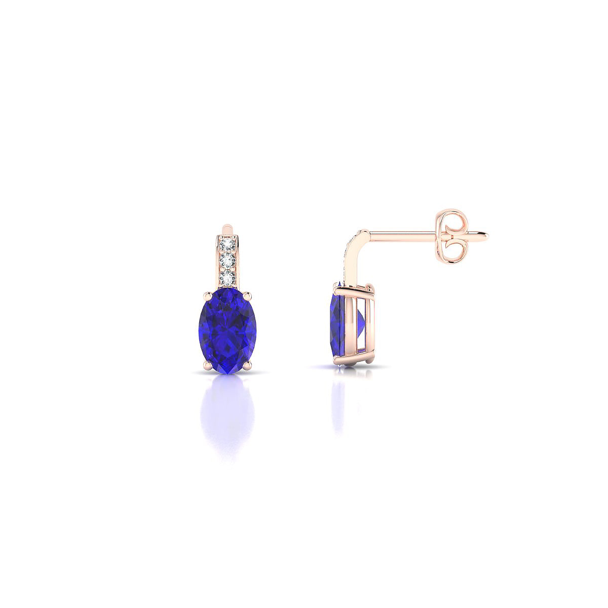 Exquisite | 18k Rose Gold 6 x 4 mm Oval Tanzanite Earrings