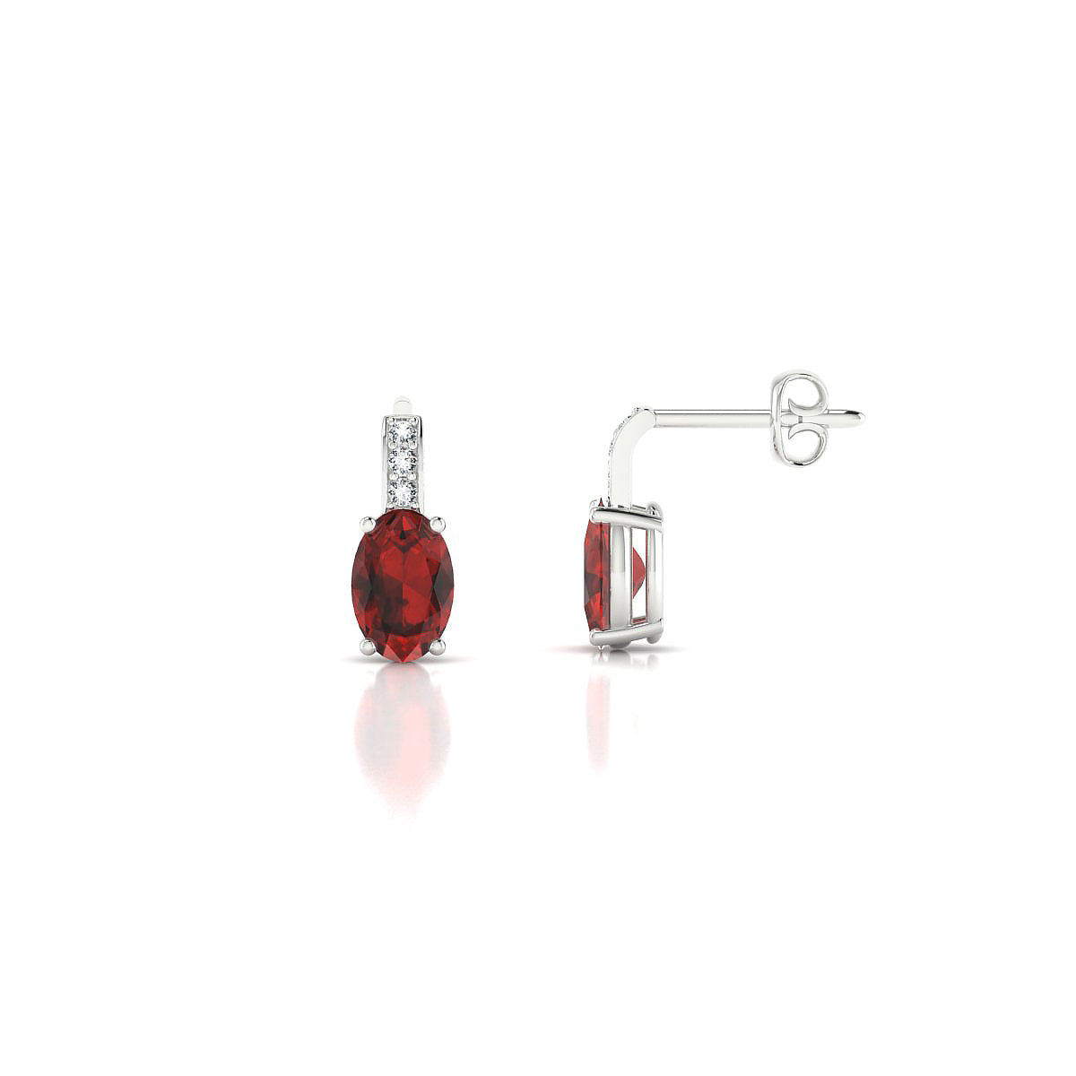 Exquisite | 18k White Gold 6 x 4 mm Oval Garnet Earrings