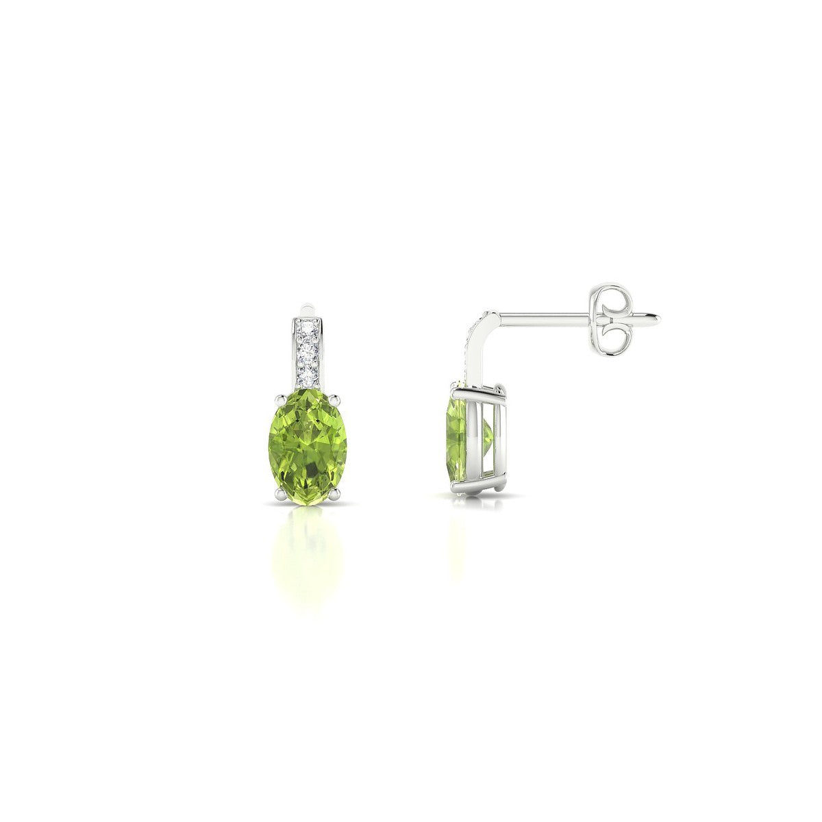 Exquisite | 18k White Gold 6 x 4 mm Oval Peridot Earrings