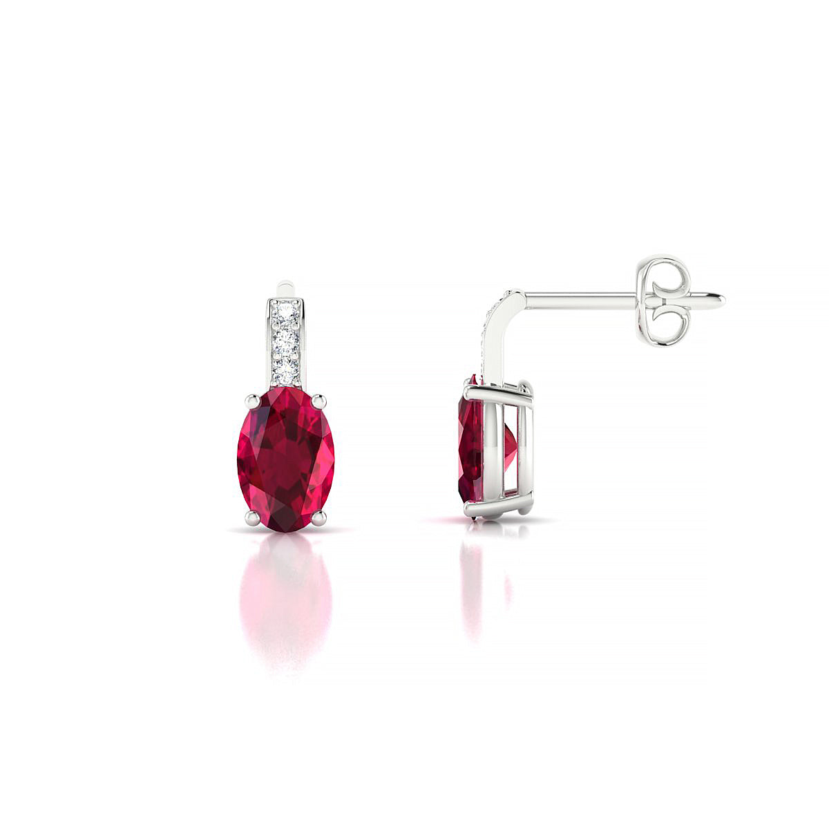Exquisite | 18k White Gold 6 x 4 mm Oval Ruby Earrings