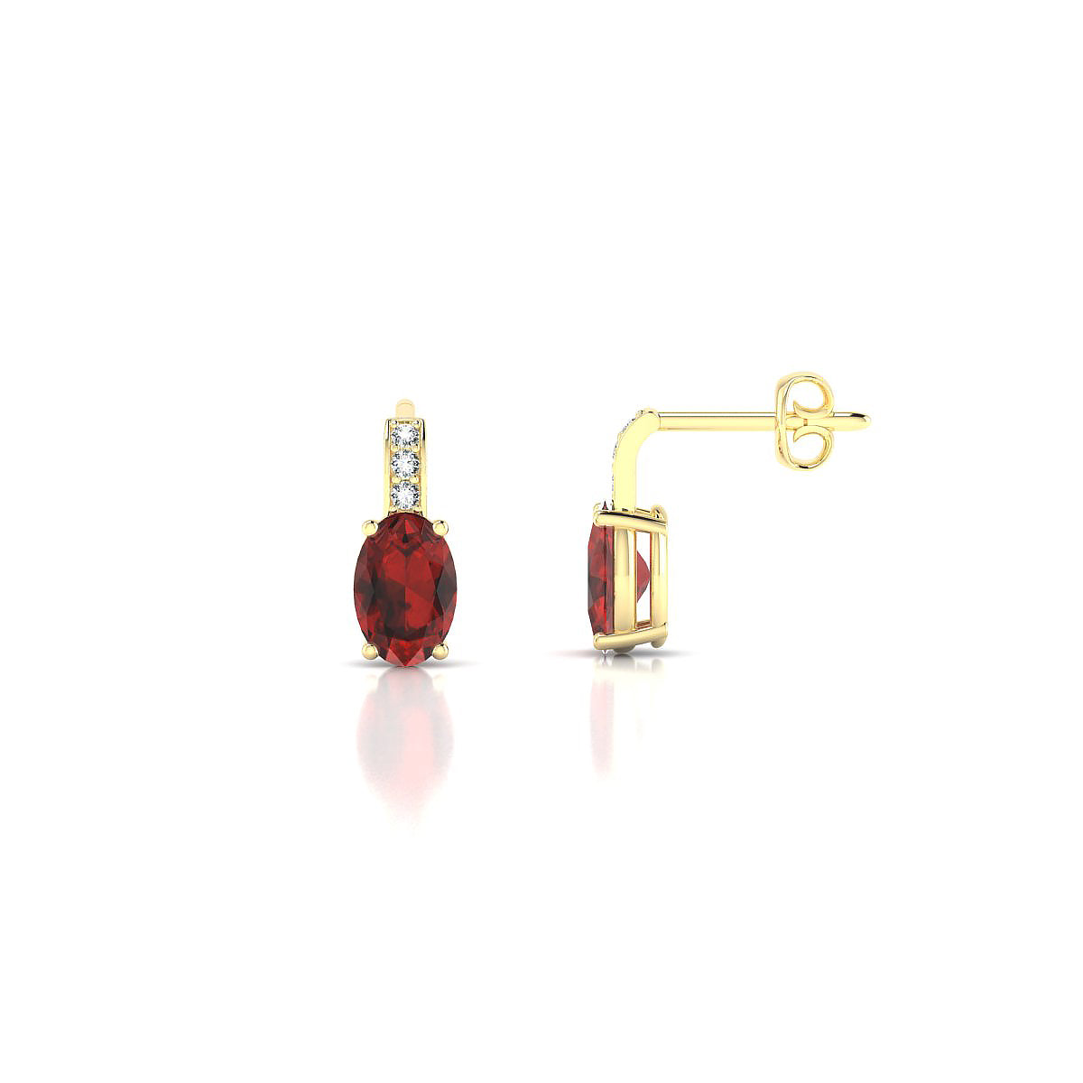 Exquisite | 18k Yellow Gold 6 x 4 mm Oval Garnet Earrings